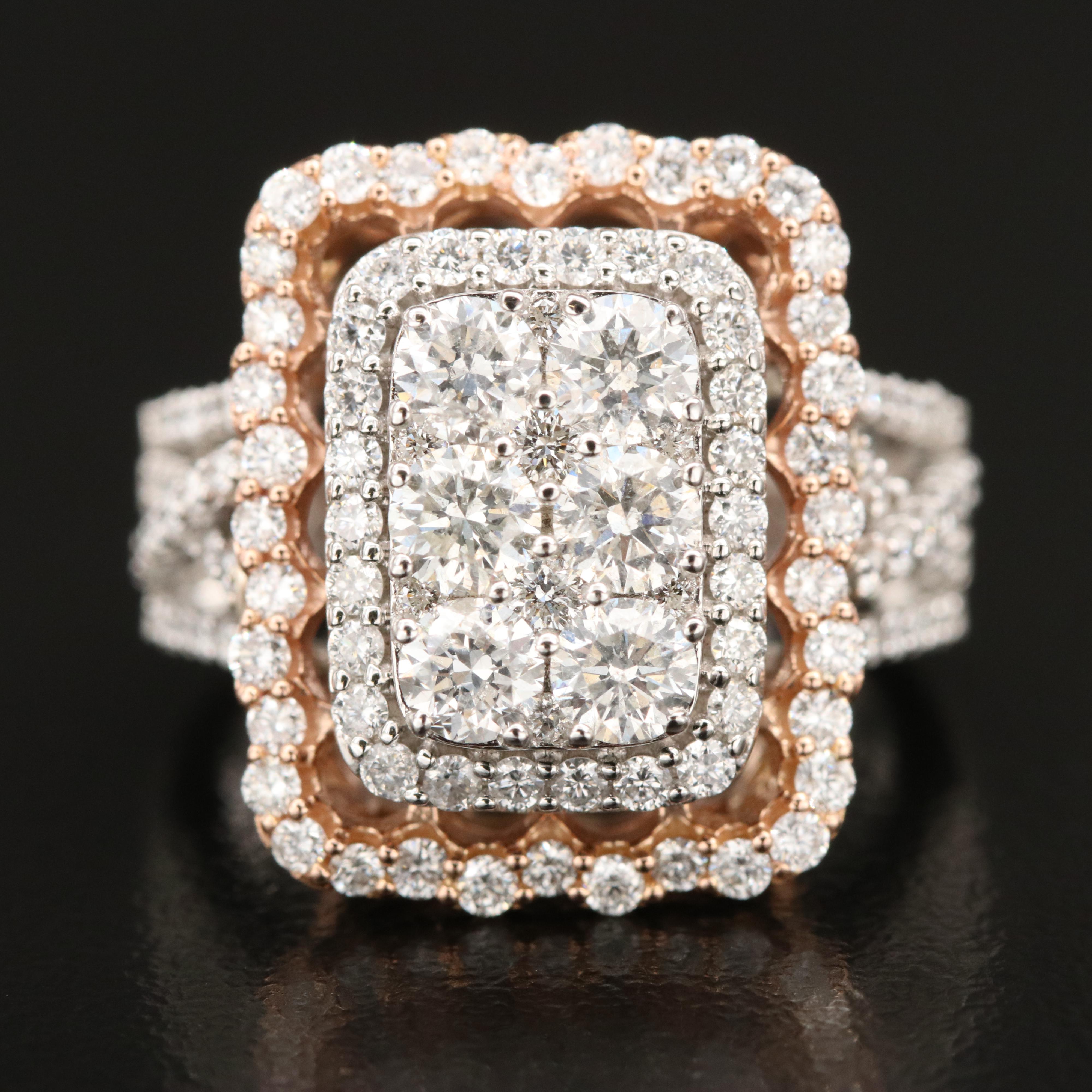 14K 2.10 CTW Diamond Halo Ring