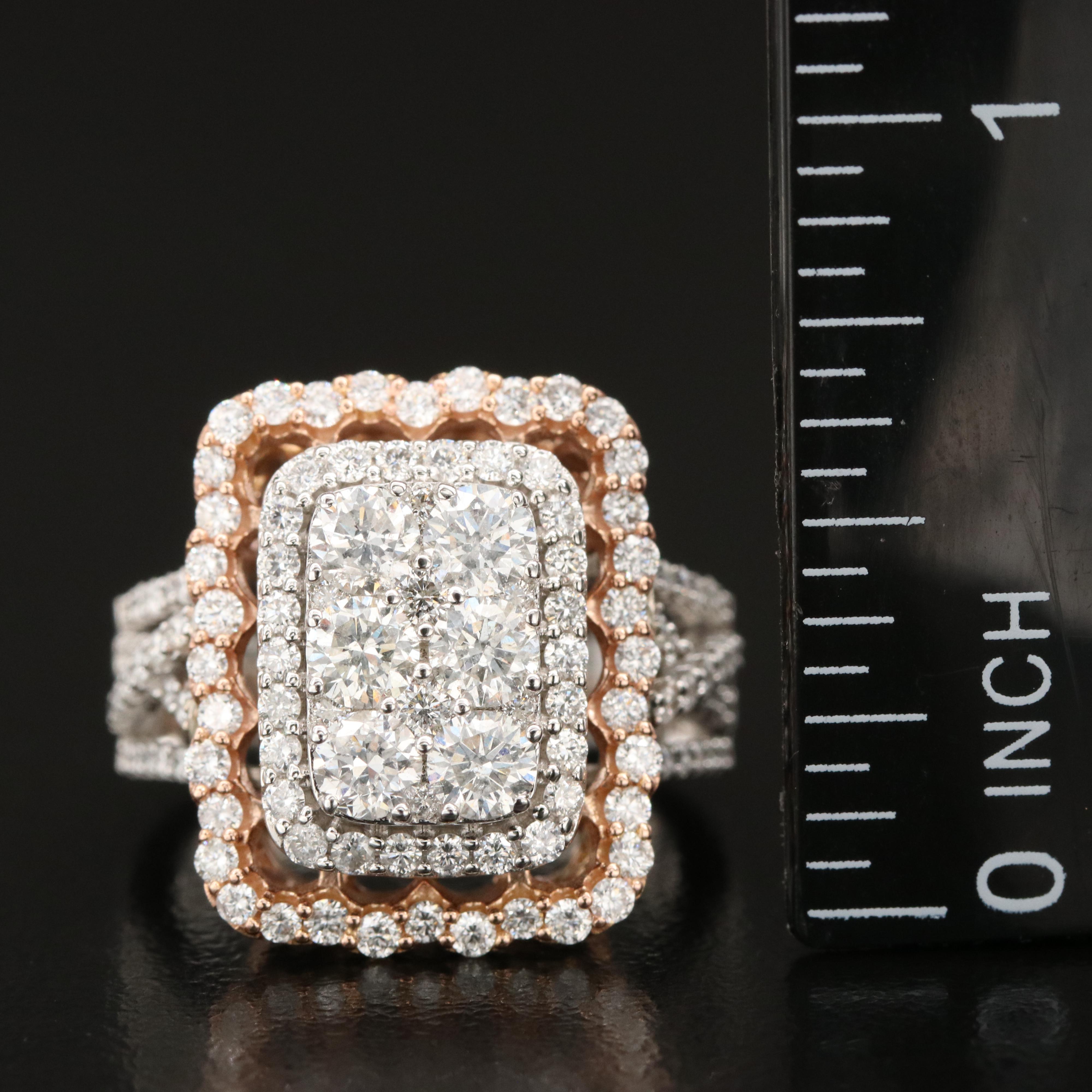 14K 2.10 CTW Diamond Halo Ring