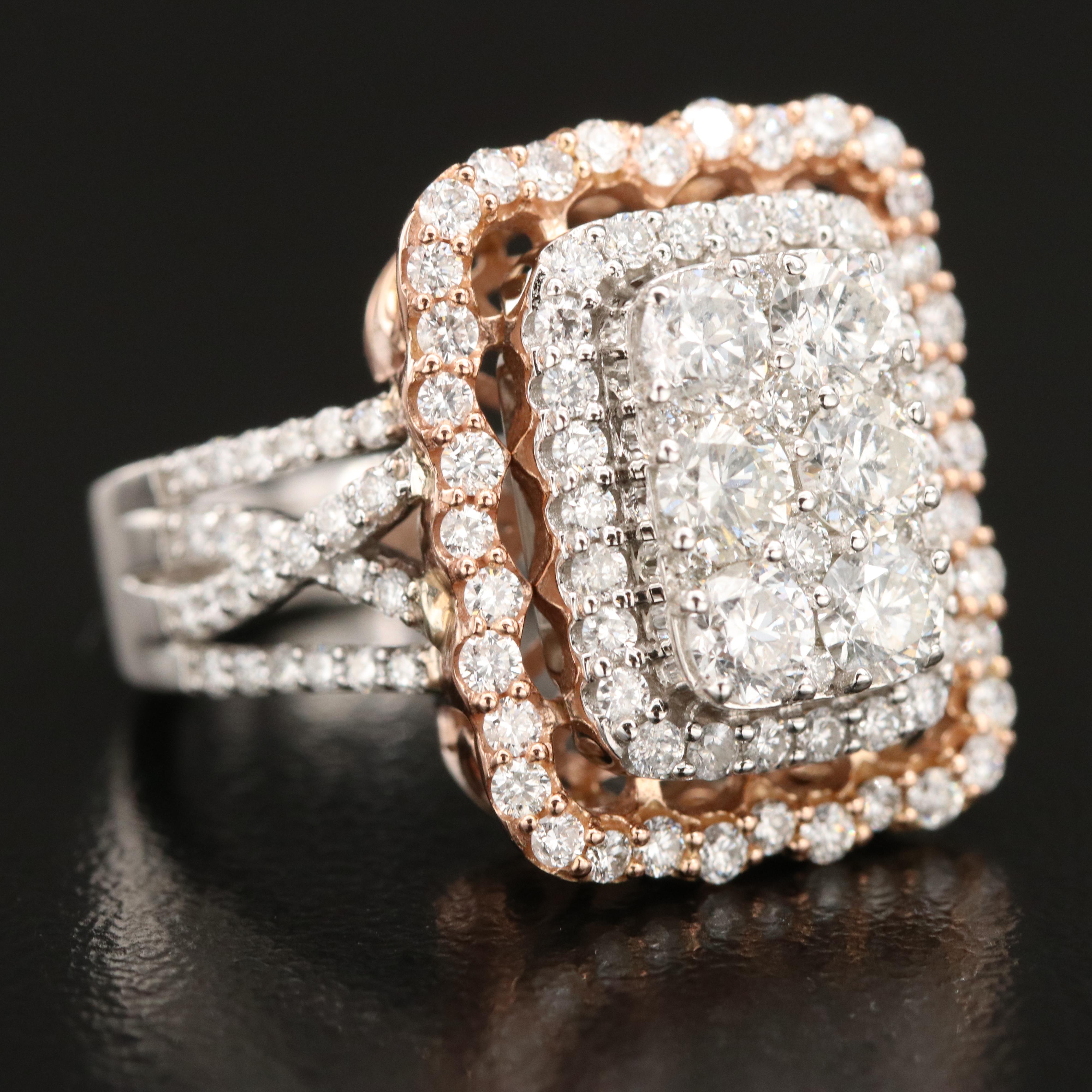 14K 2.10 CTW Diamond Halo Ring