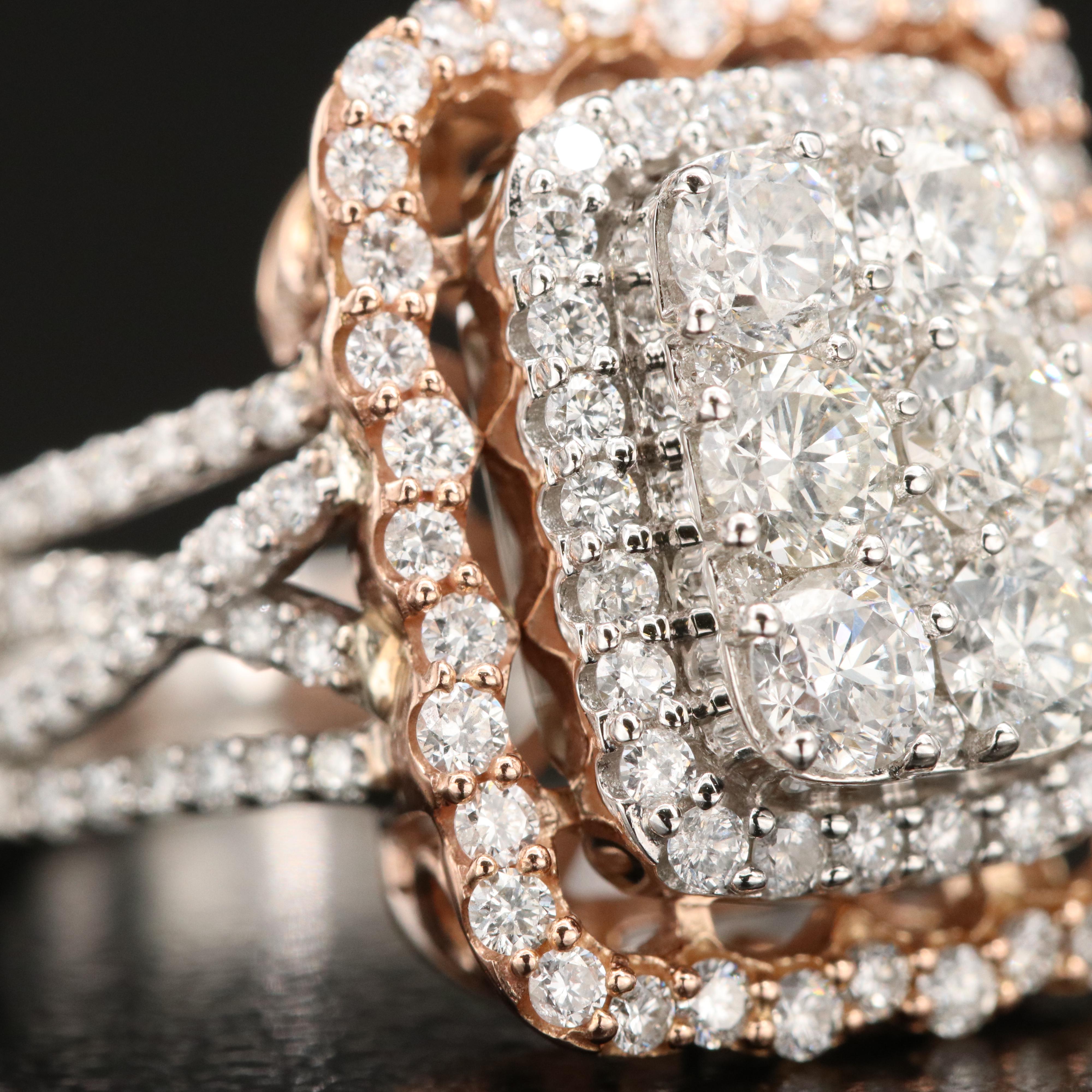 14K 2.10 CTW Diamond Halo Ring