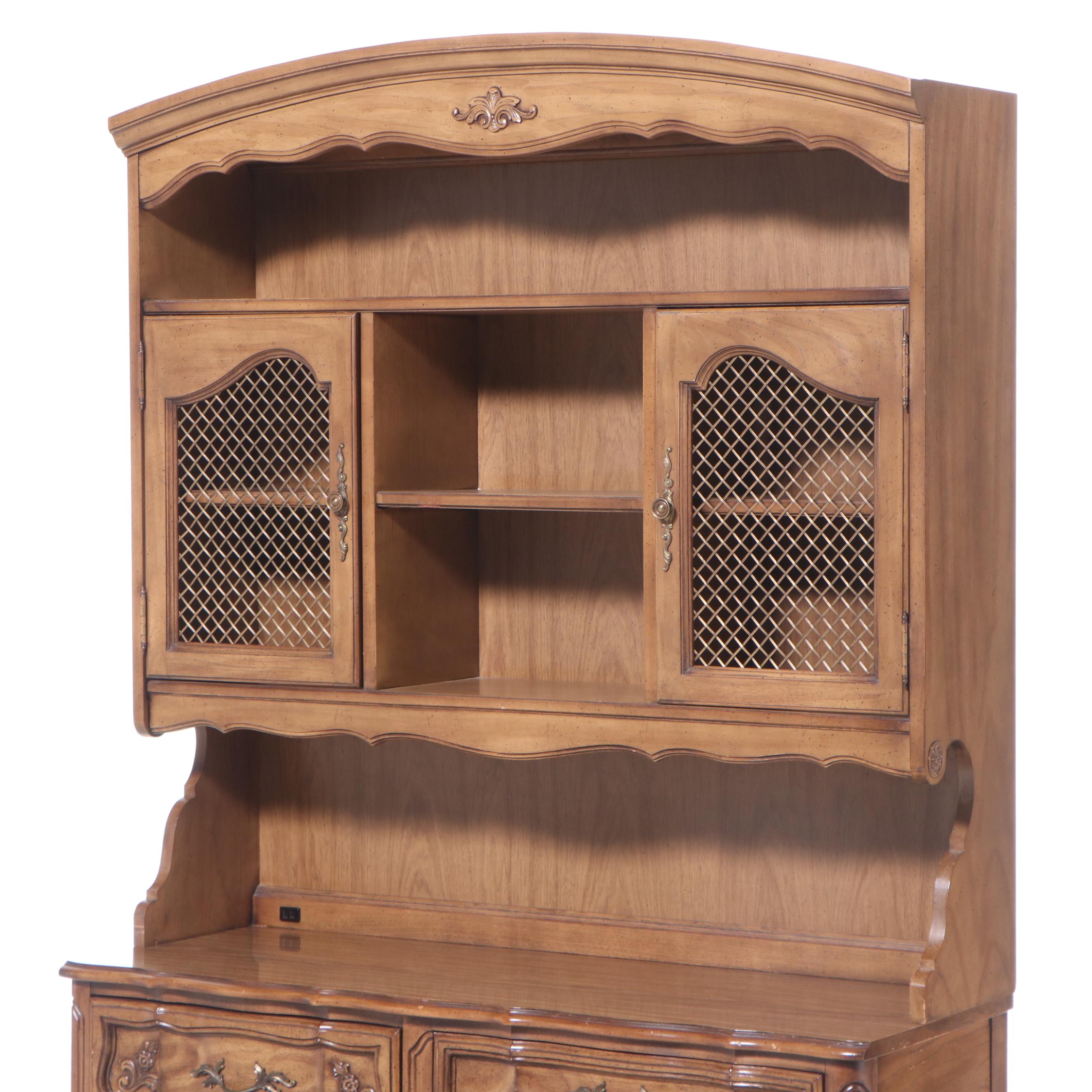 Basic-Witz French Provincial Style Walnut-Stained Desk with Hutch