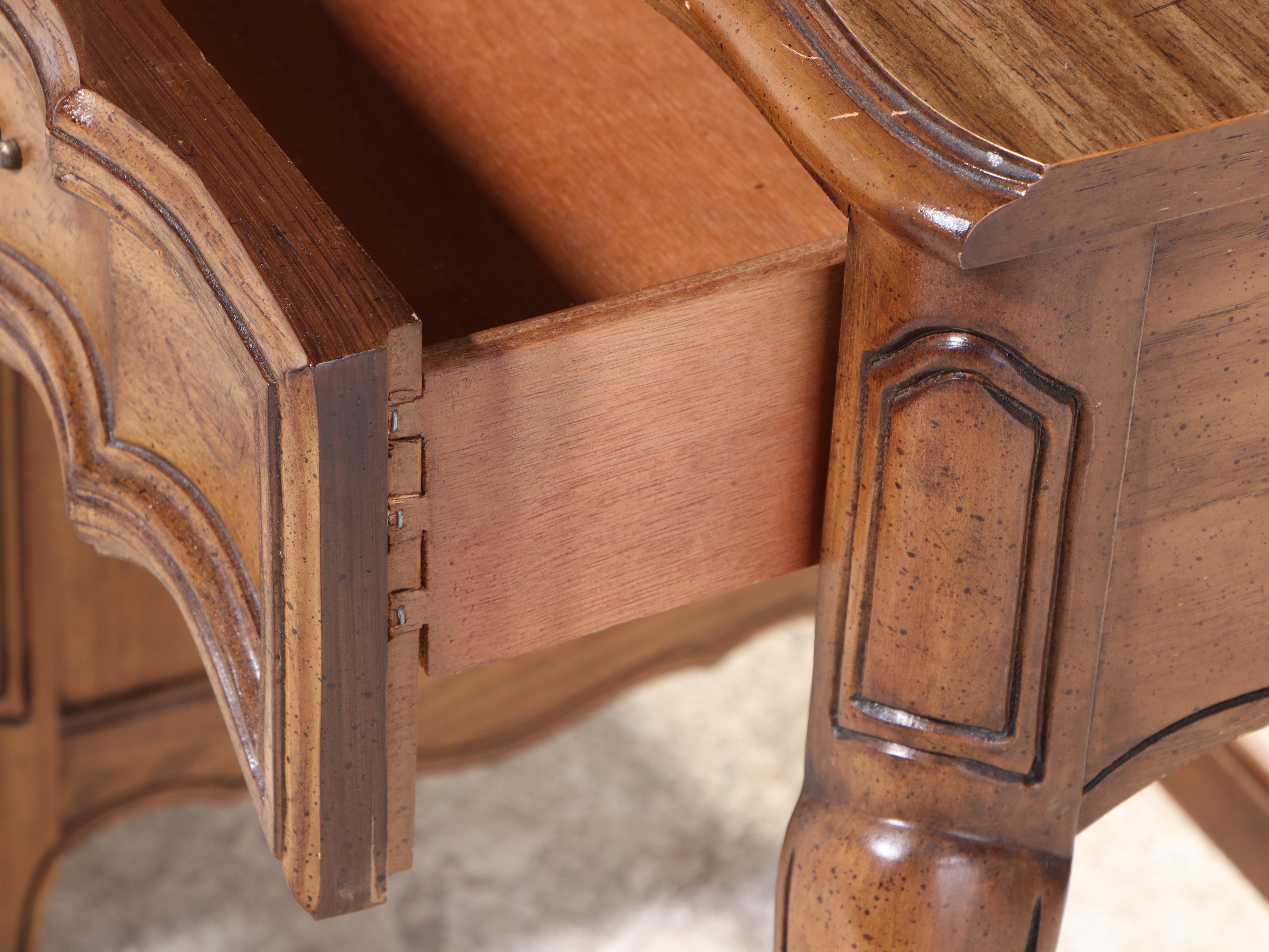 Basic-Witz French Provincial Style Walnut-Stained Desk with Hutch