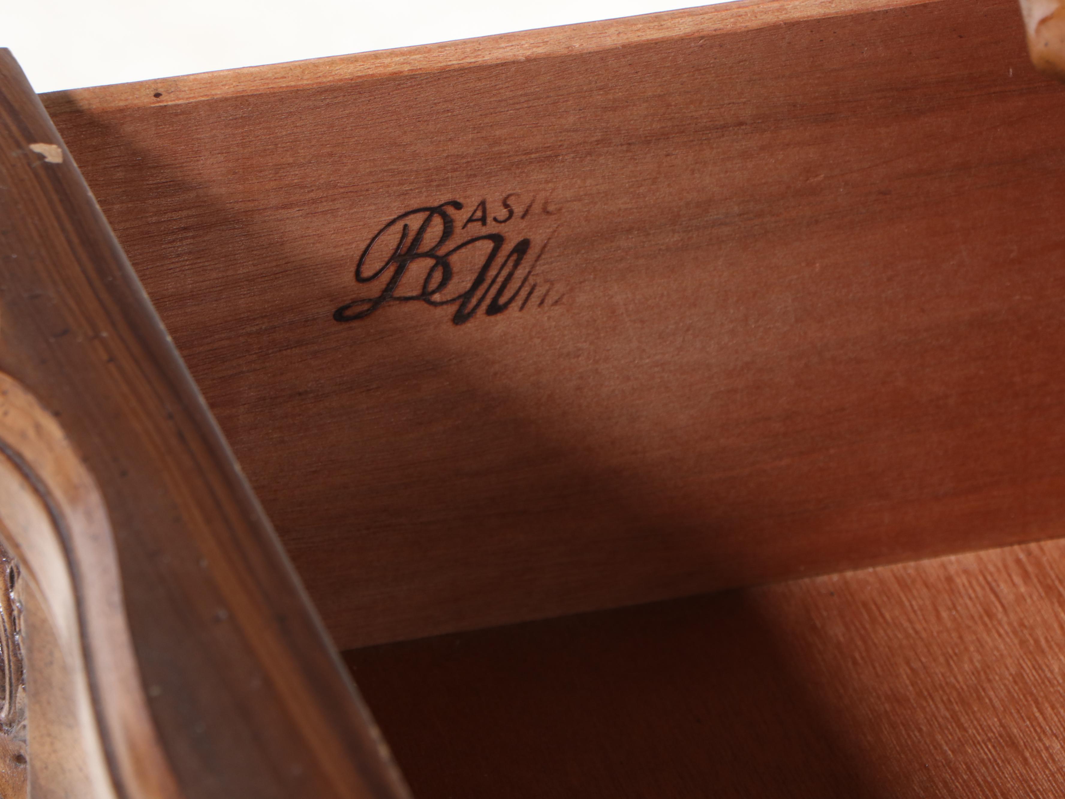 Basic-Witz French Provincial Style Walnut-Stained Desk with Hutch