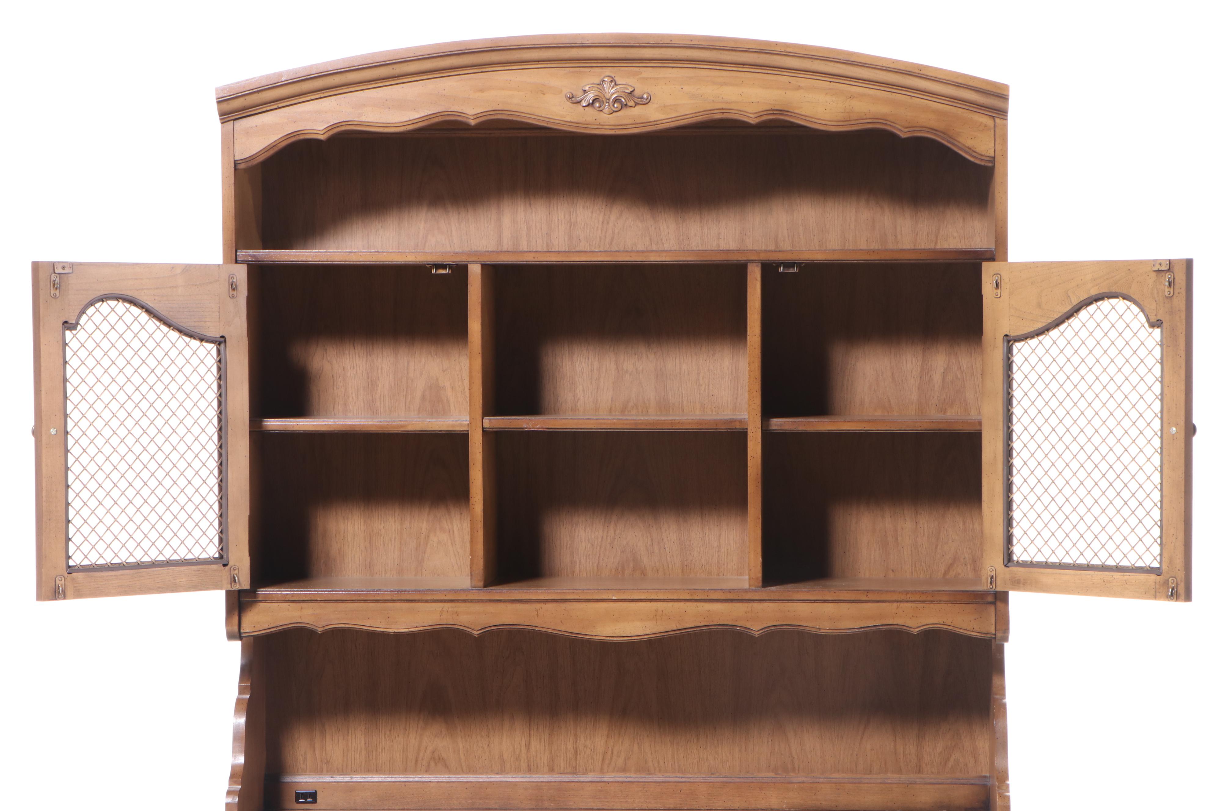 Basic-Witz French Provincial Style Walnut-Stained Desk with Hutch