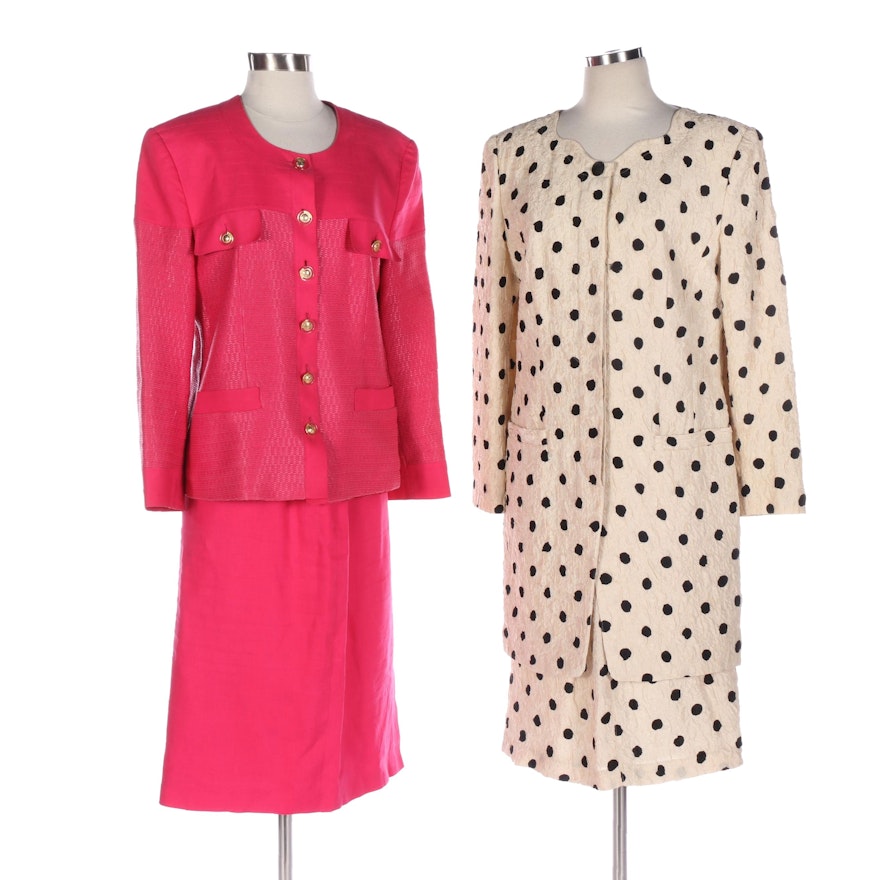 Louis Féraud Skirt Suits with Collarless Jackets