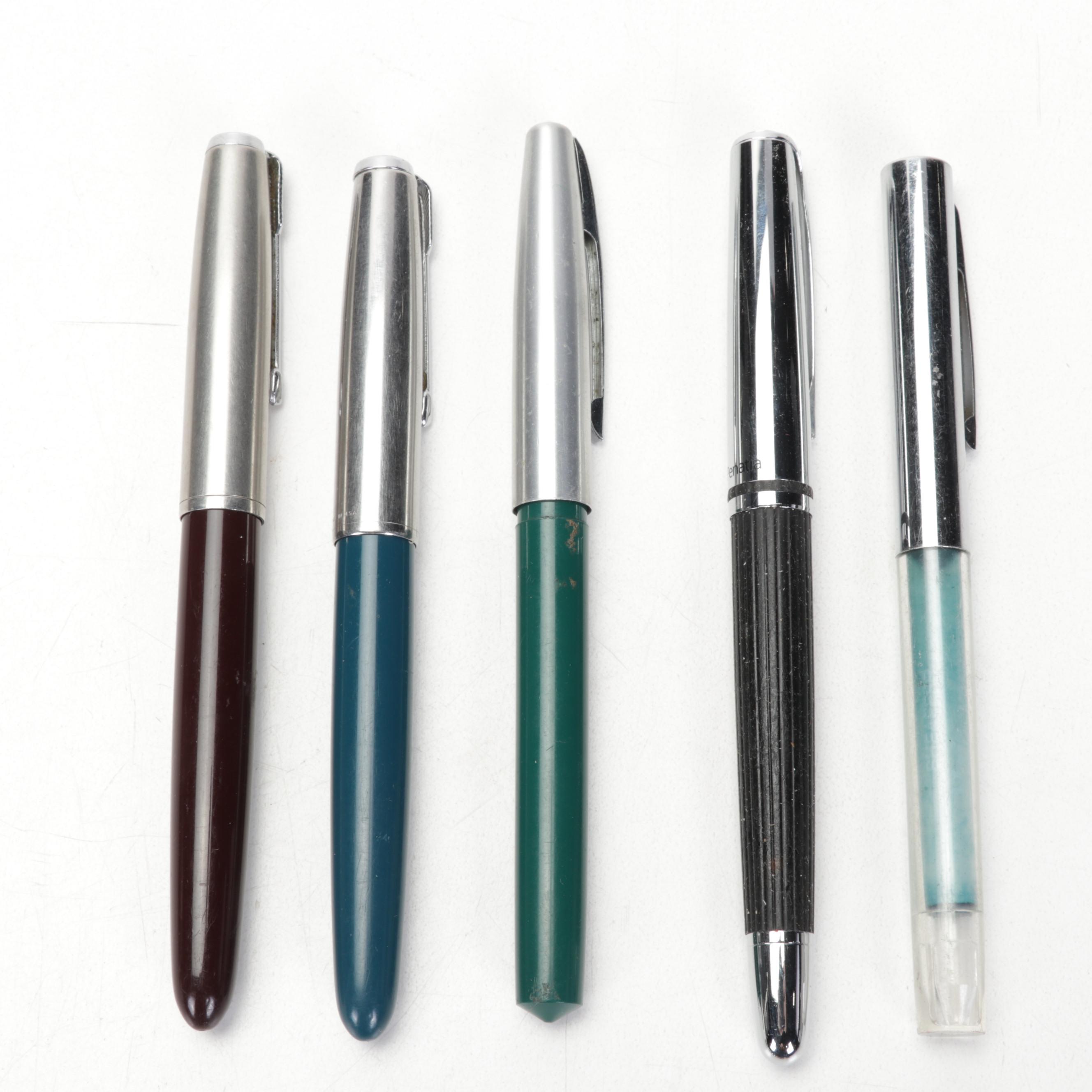 Sheaffer Fountain Pen with Holder and Other Writing Instruments