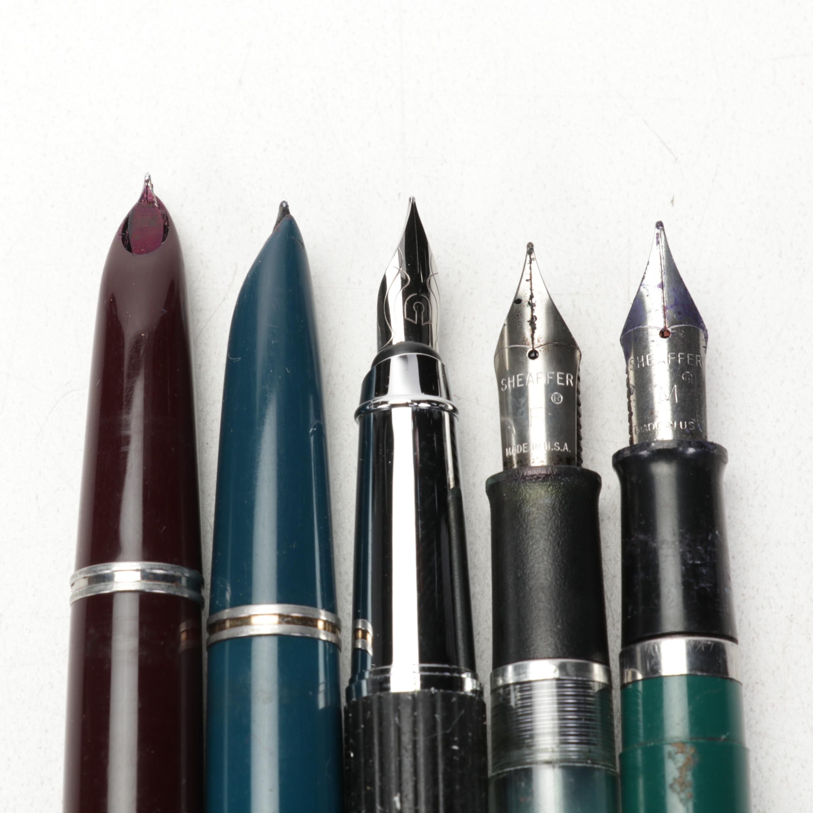 Sheaffer Fountain Pen with Holder and Other Writing Instruments