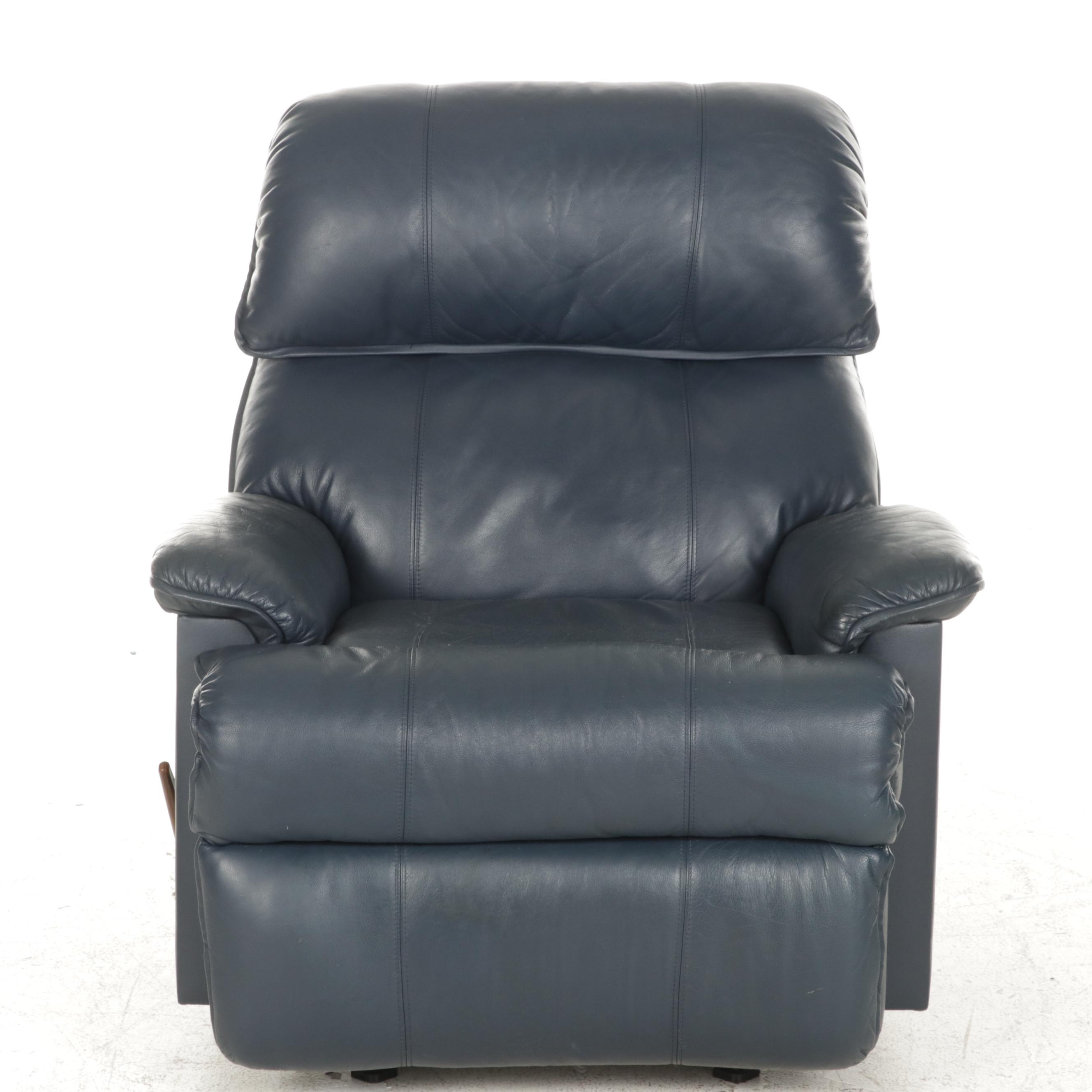 Flexsteel Blue Leather Reclining Armchair