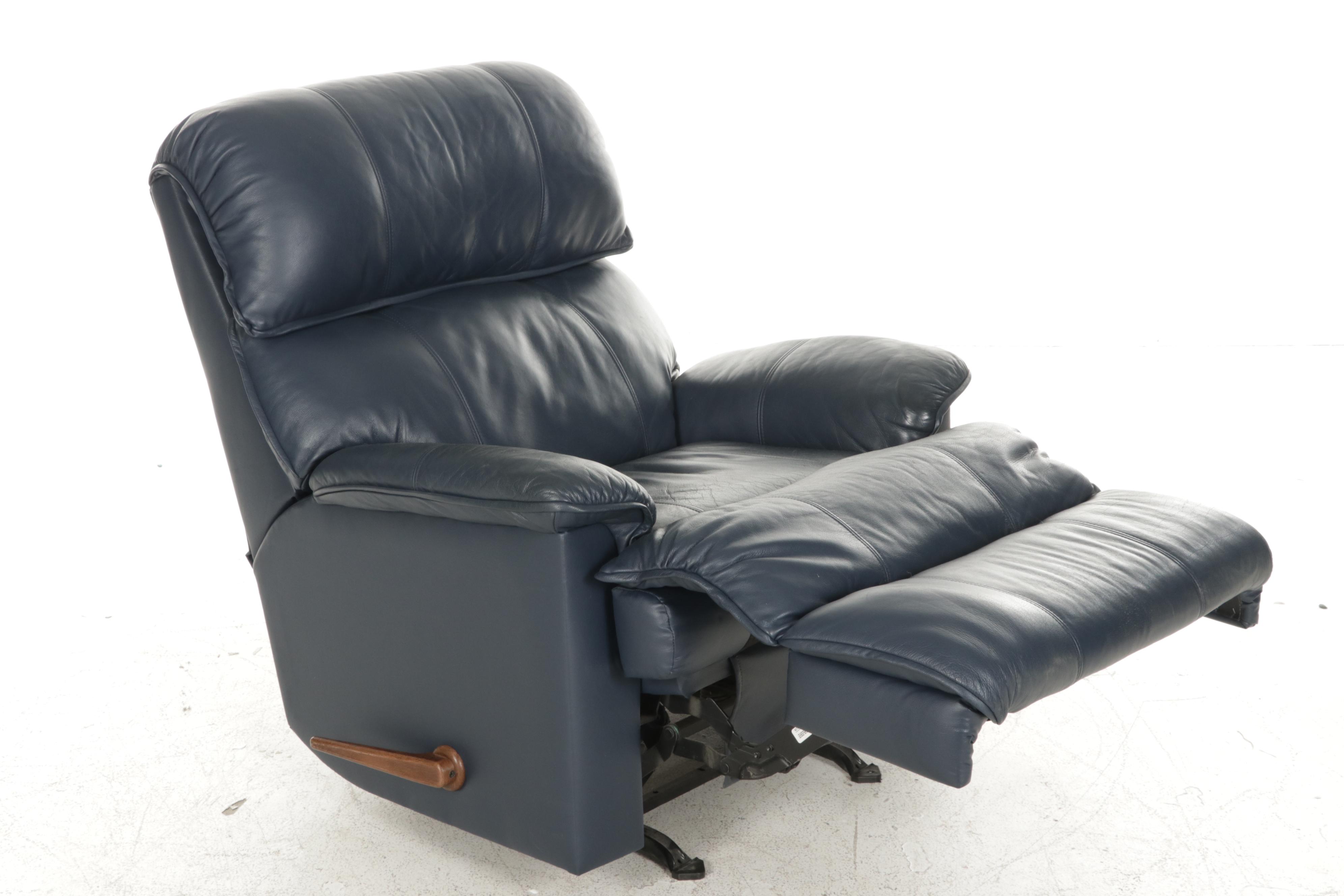 Flexsteel Blue Leather Reclining Armchair