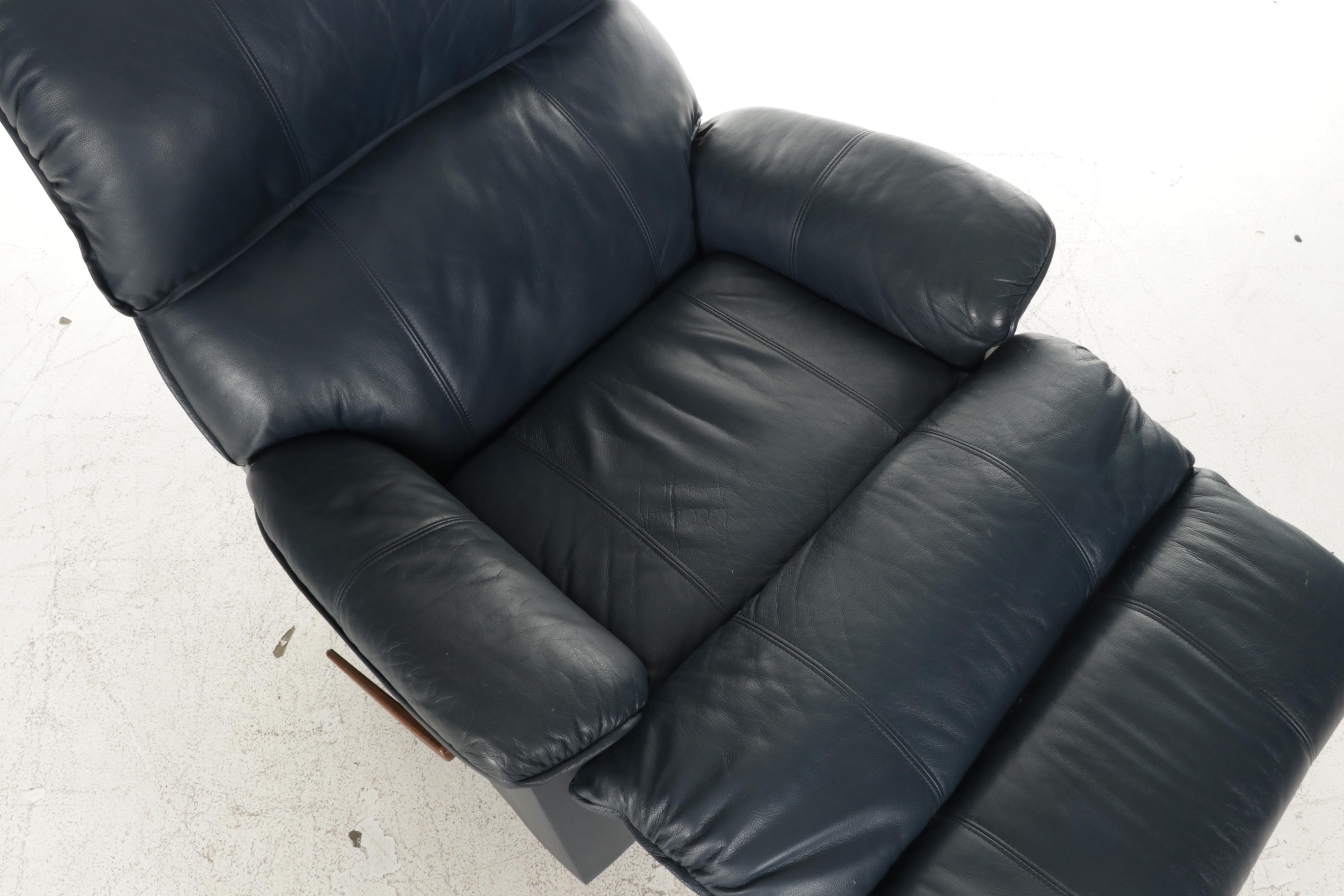 Flexsteel Blue Leather Reclining Armchair