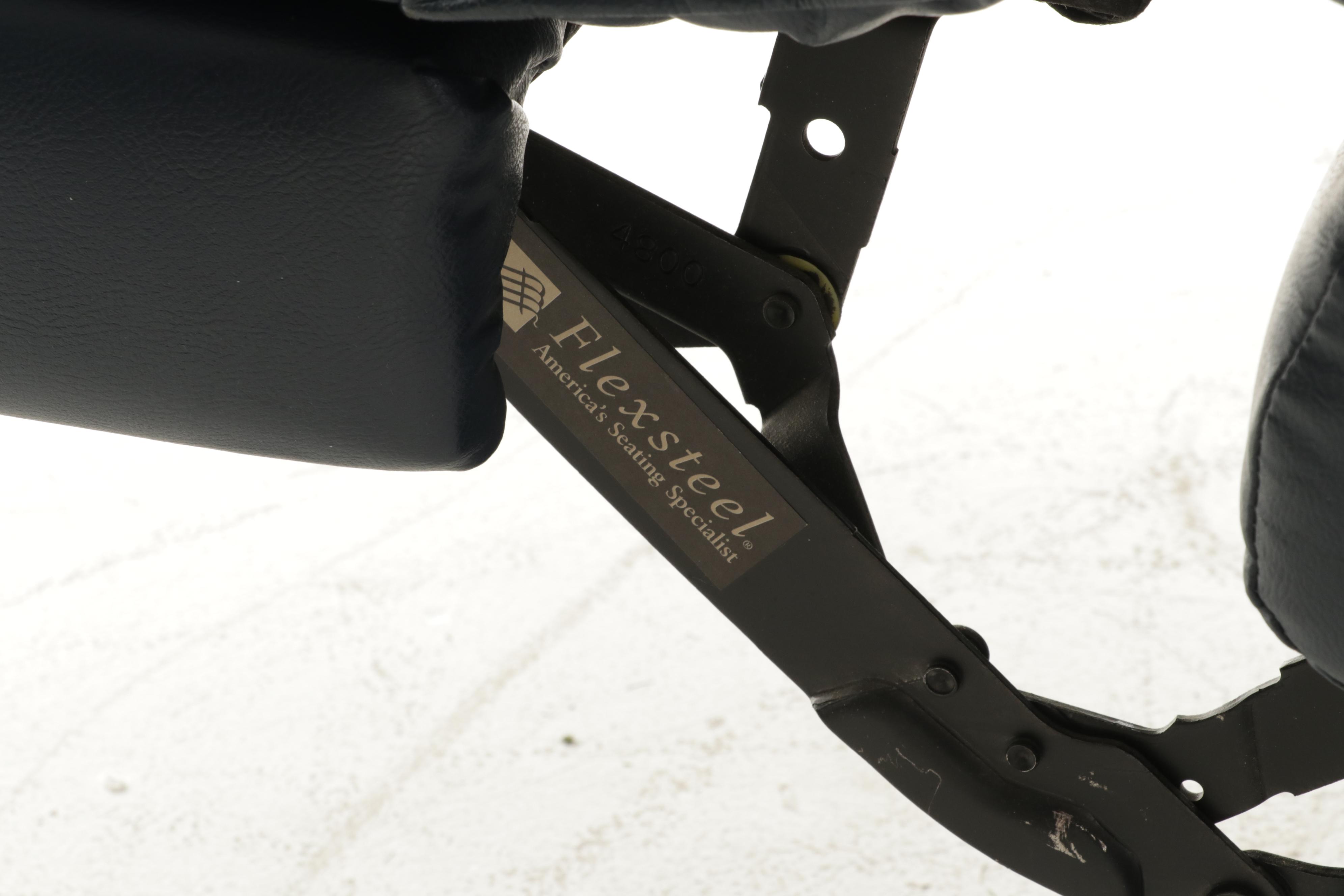 Flexsteel Blue Leather Reclining Armchair