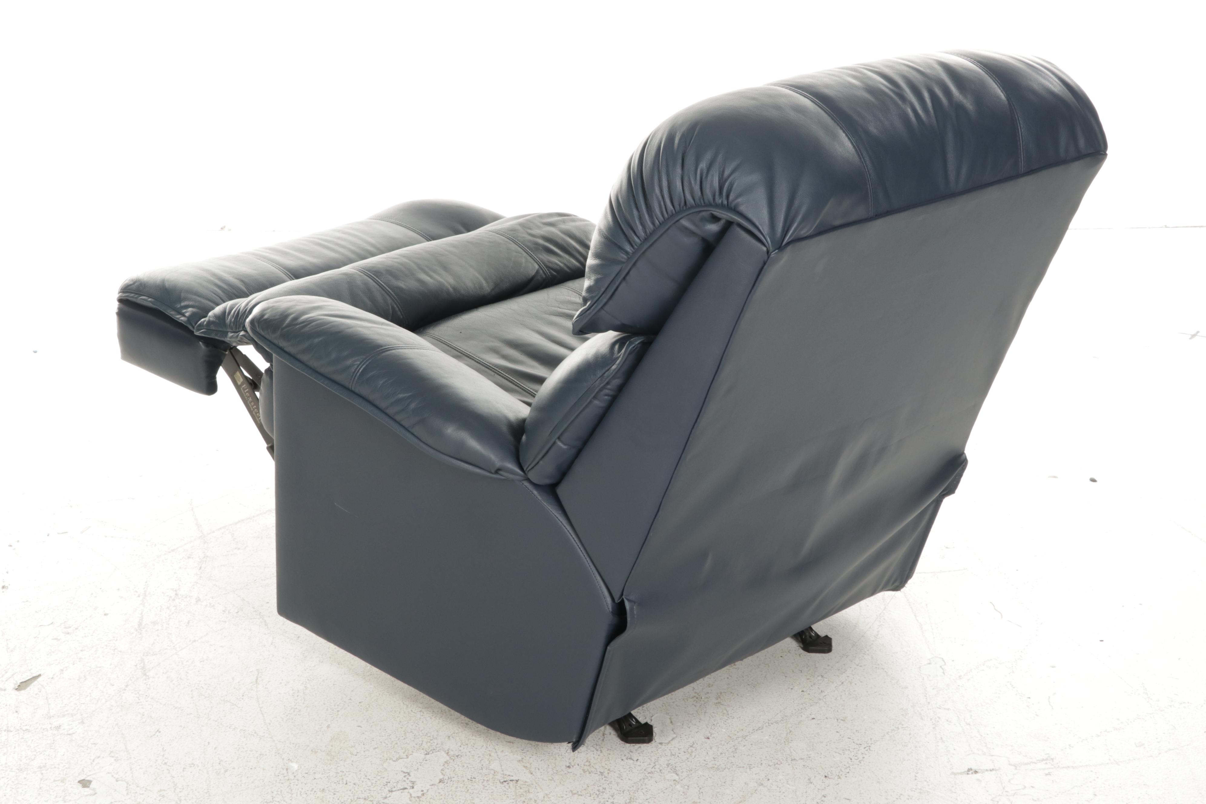 Flexsteel Blue Leather Reclining Armchair