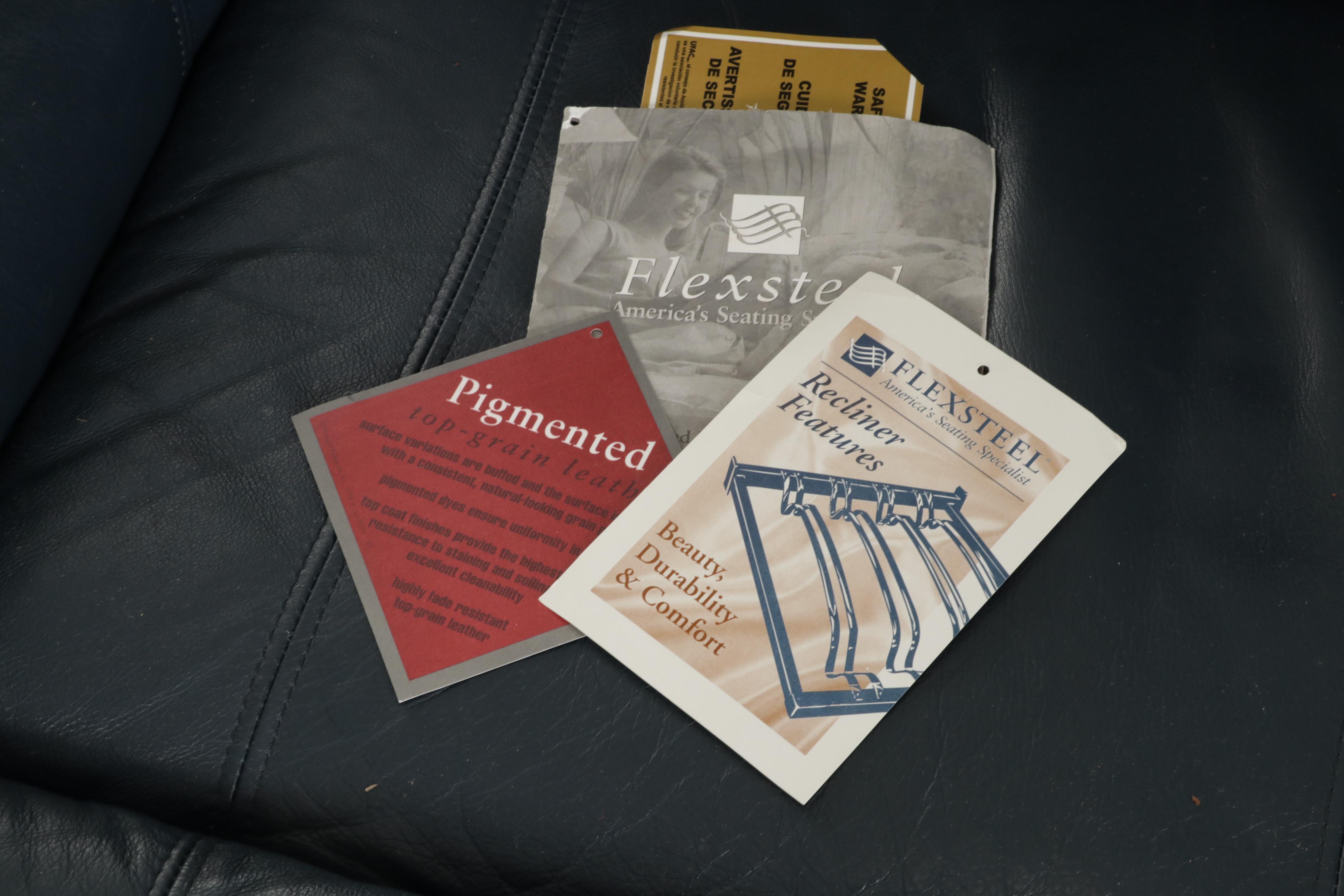 Flexsteel Blue Leather Reclining Armchair