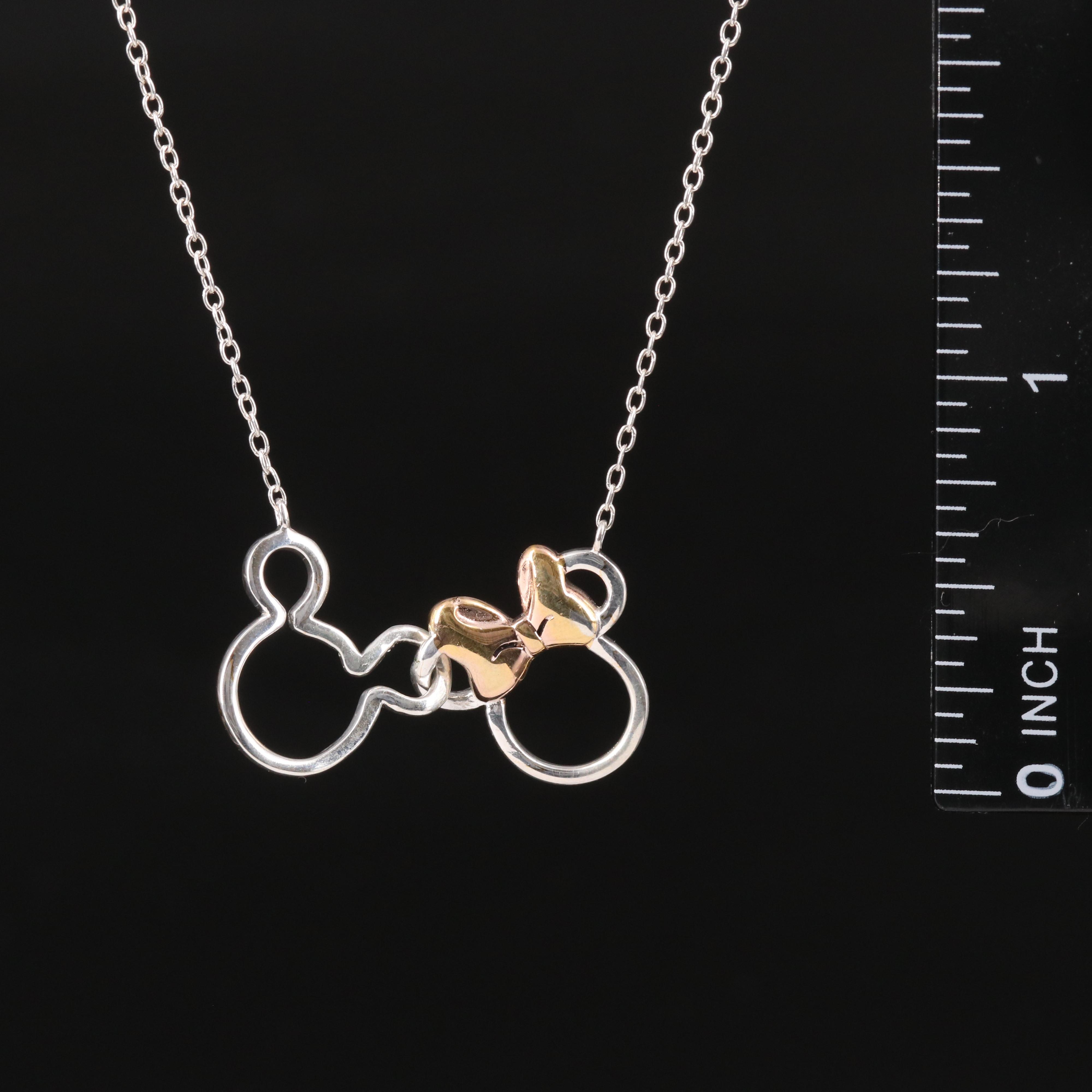 Disney Sterling Mickey and Minnie Mouse Necklace
