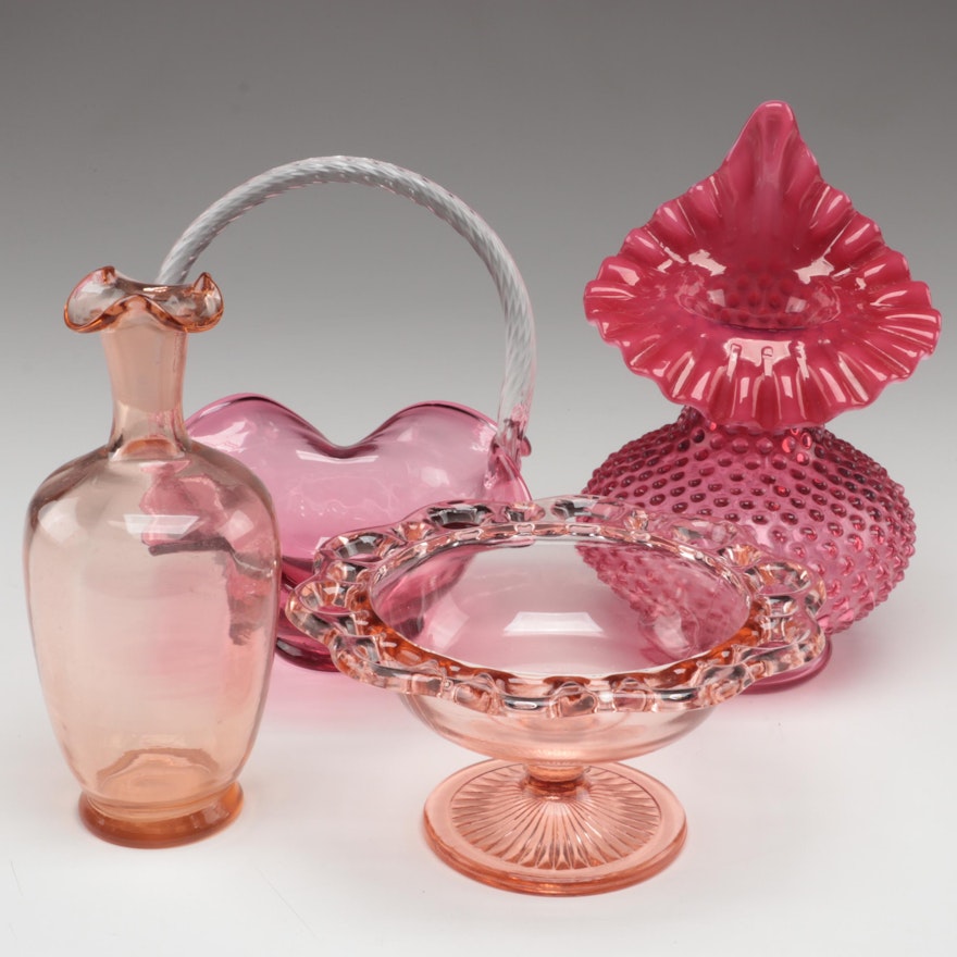 Anchor Hocking "Lace Edge" with Fenton and Other Pink Glass Tableware