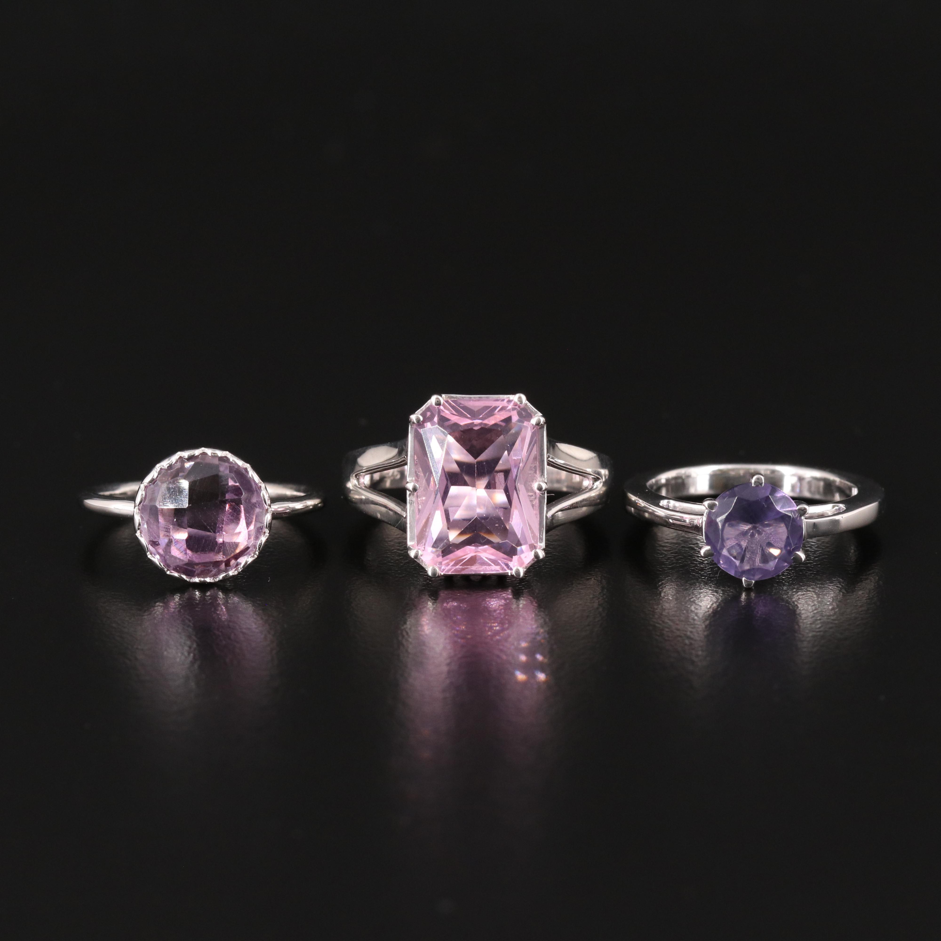 Sterling Silver Ring Trio Including Gemstones