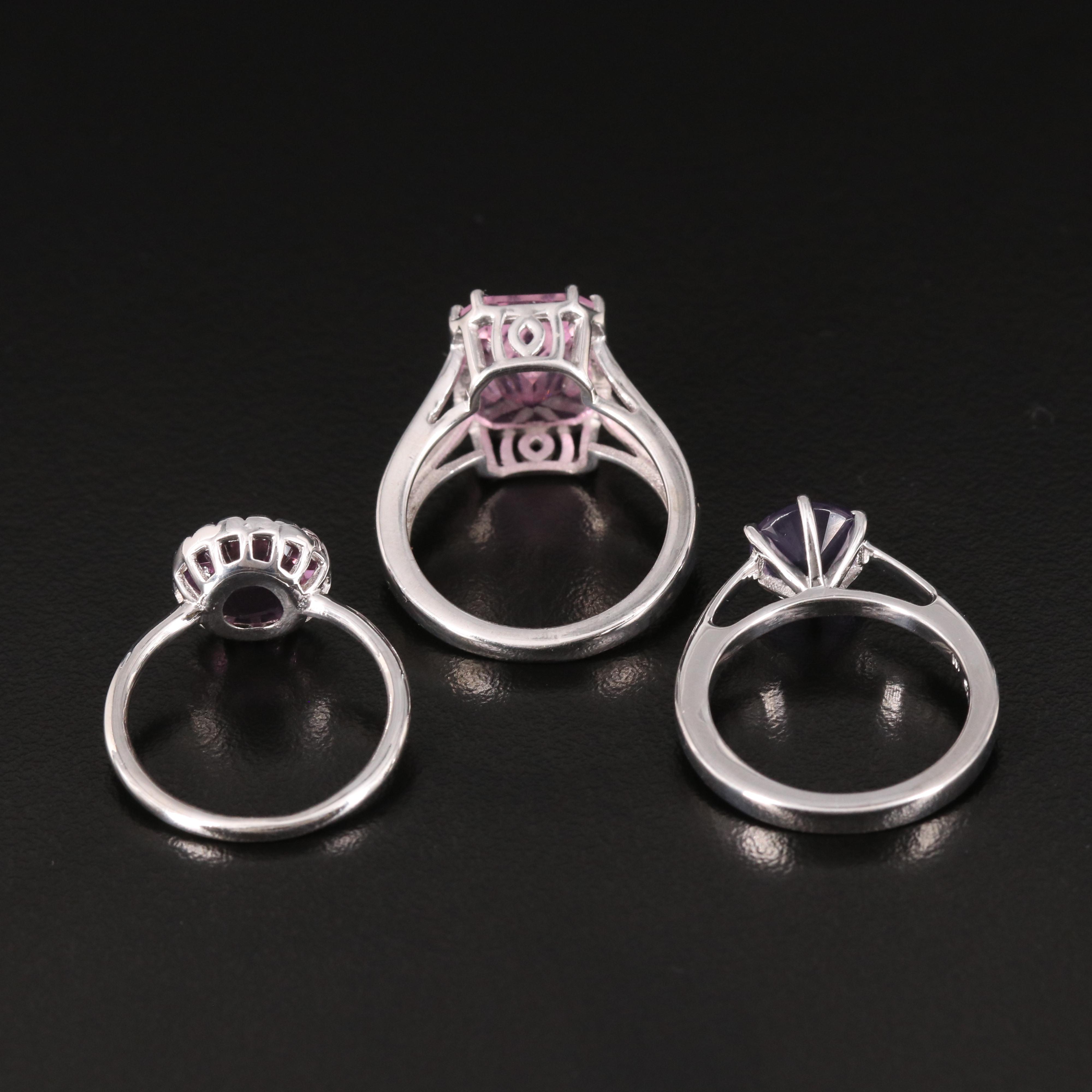 Sterling Silver Ring Trio Including Gemstones