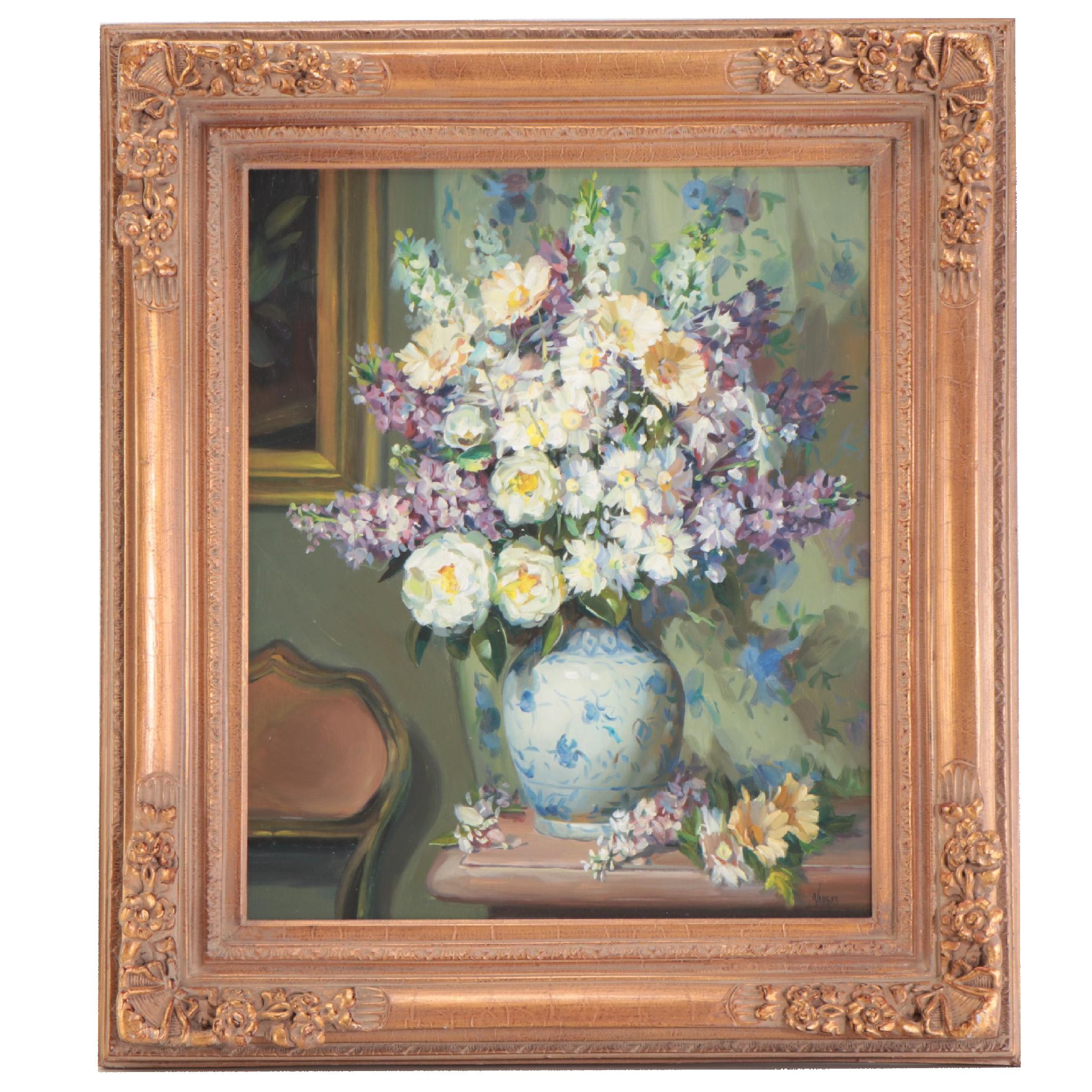 Vargas Floral Still Life Oil Painting, 21st Century