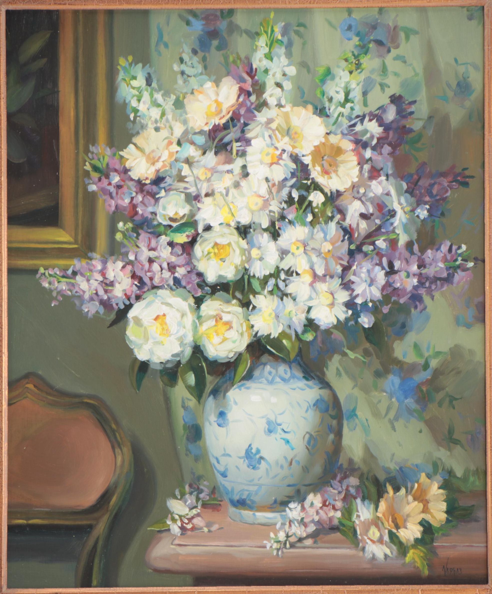 Vargas Floral Still Life Oil Painting, 21st Century