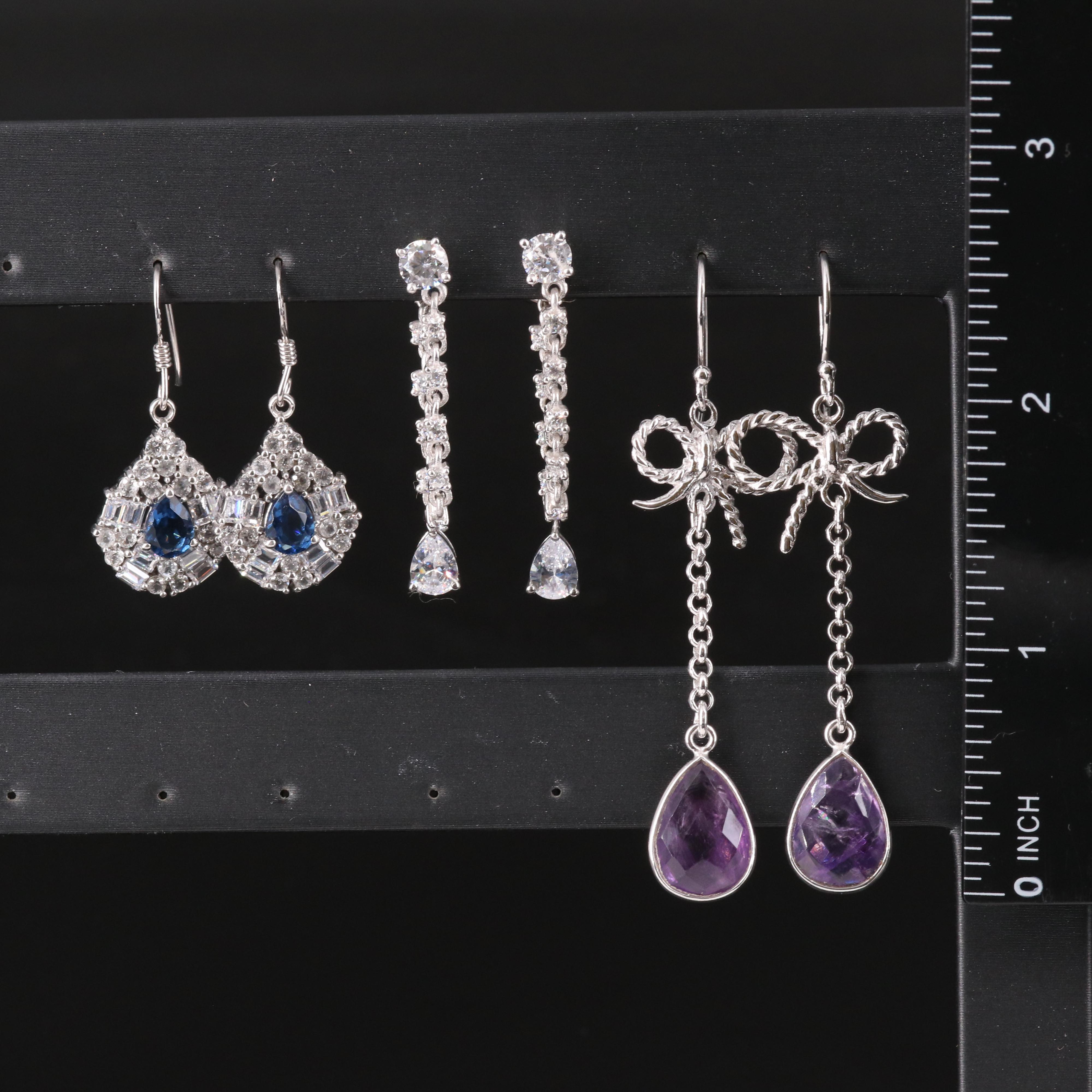 Sterling Silver Earring Collection Including Gemstones