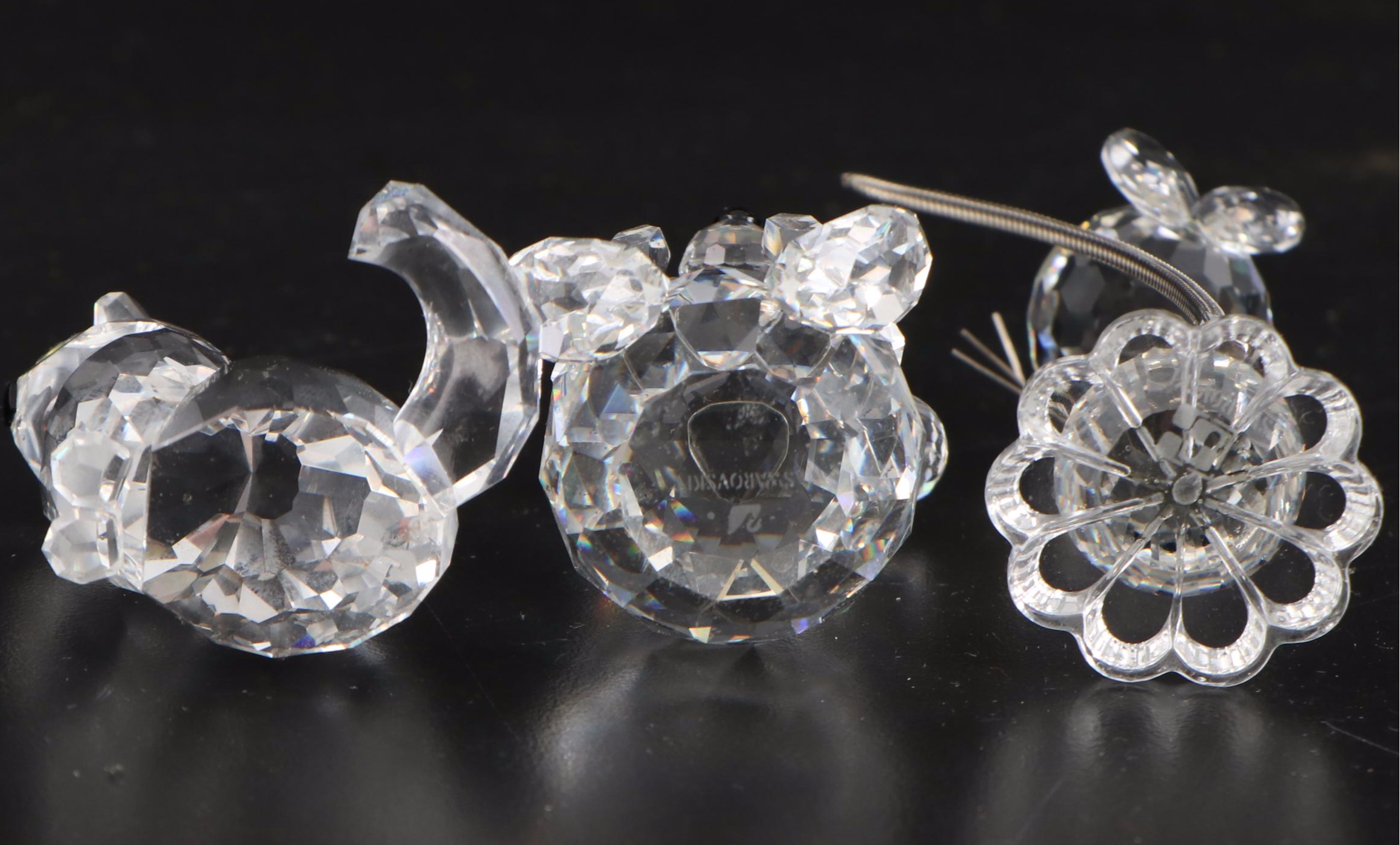 Swarovski Crystal Cat and Teddy Bear Figurines