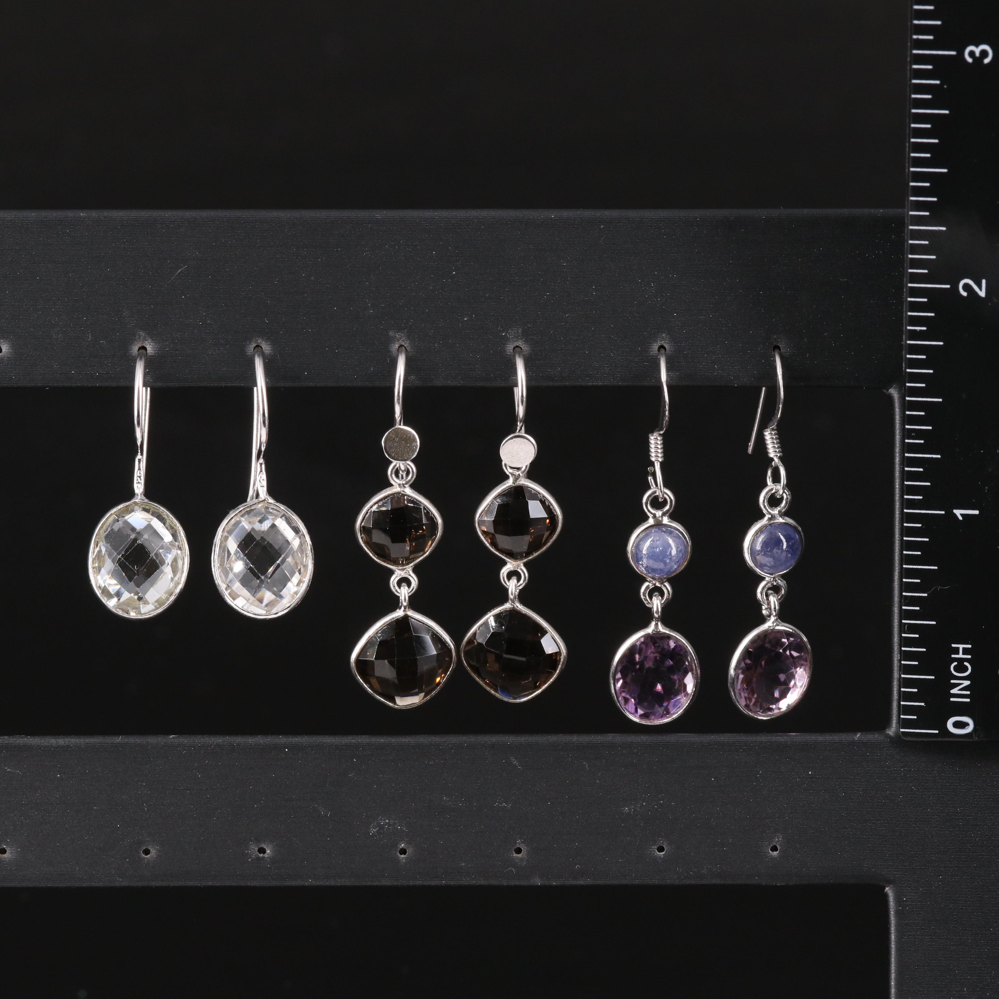 Sterling Silver Earring Collection Including Gemstones