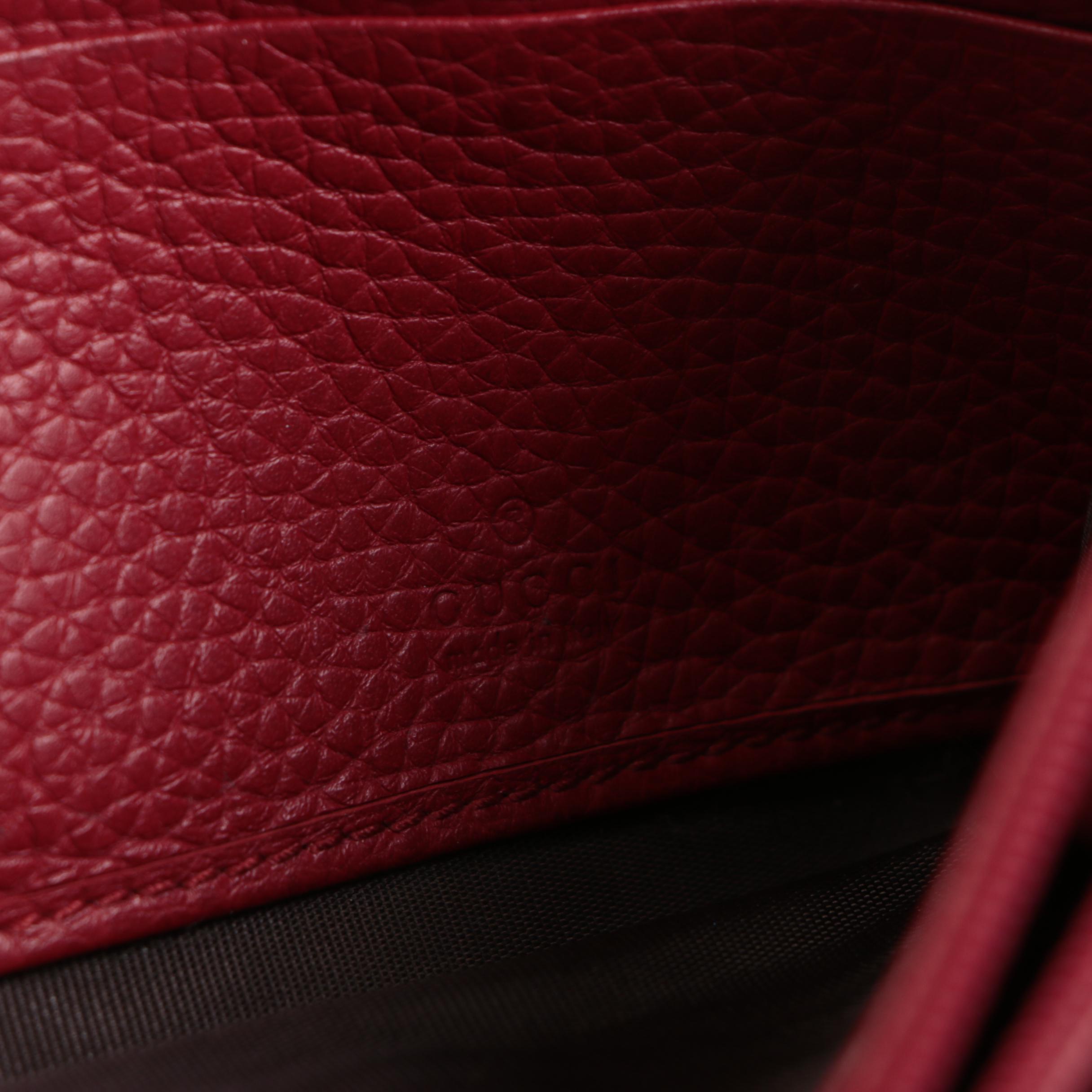 Gucci Animalier Front-Flap Continental Wallet in Red Grained Leather