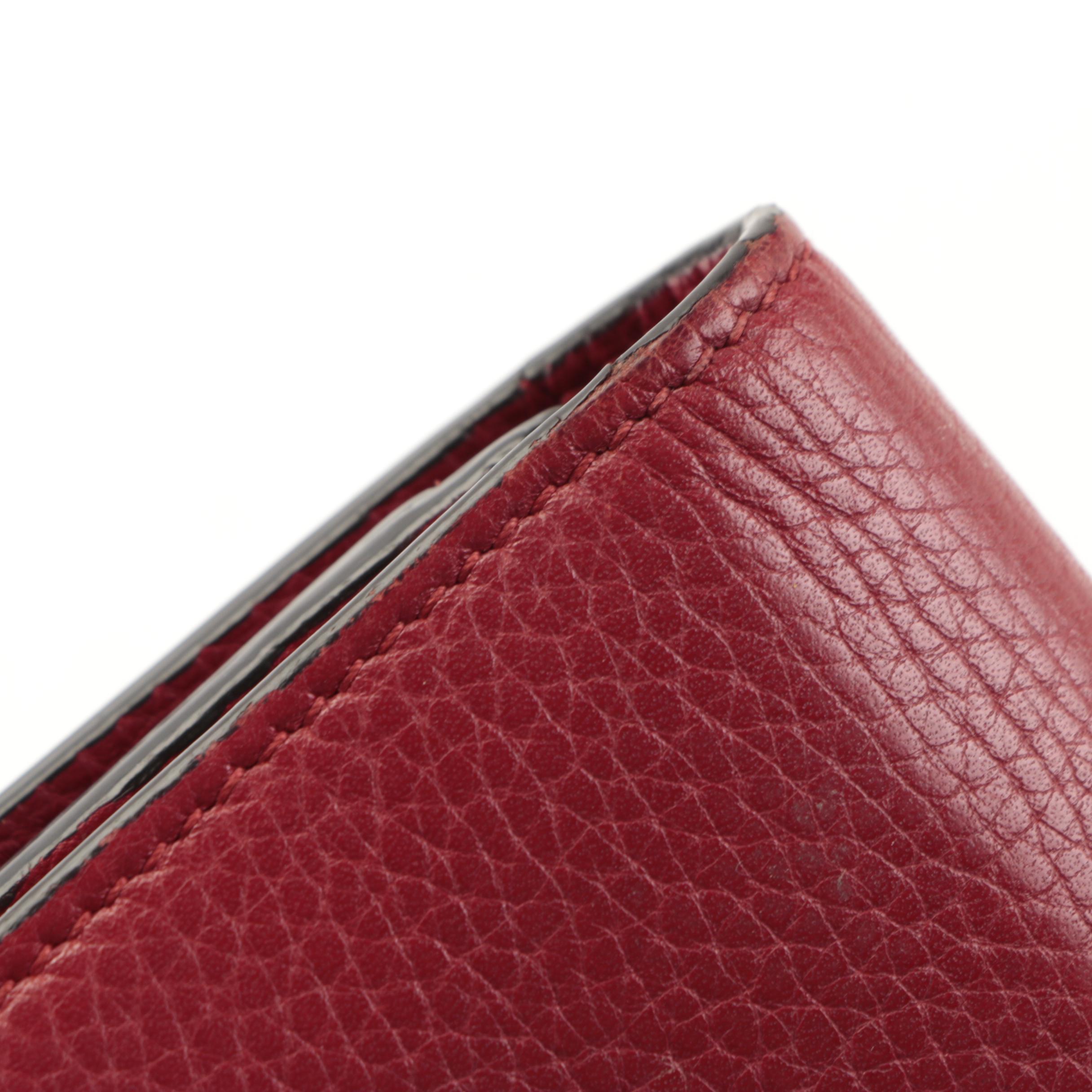 Gucci Animalier Front-Flap Continental Wallet in Red Grained Leather