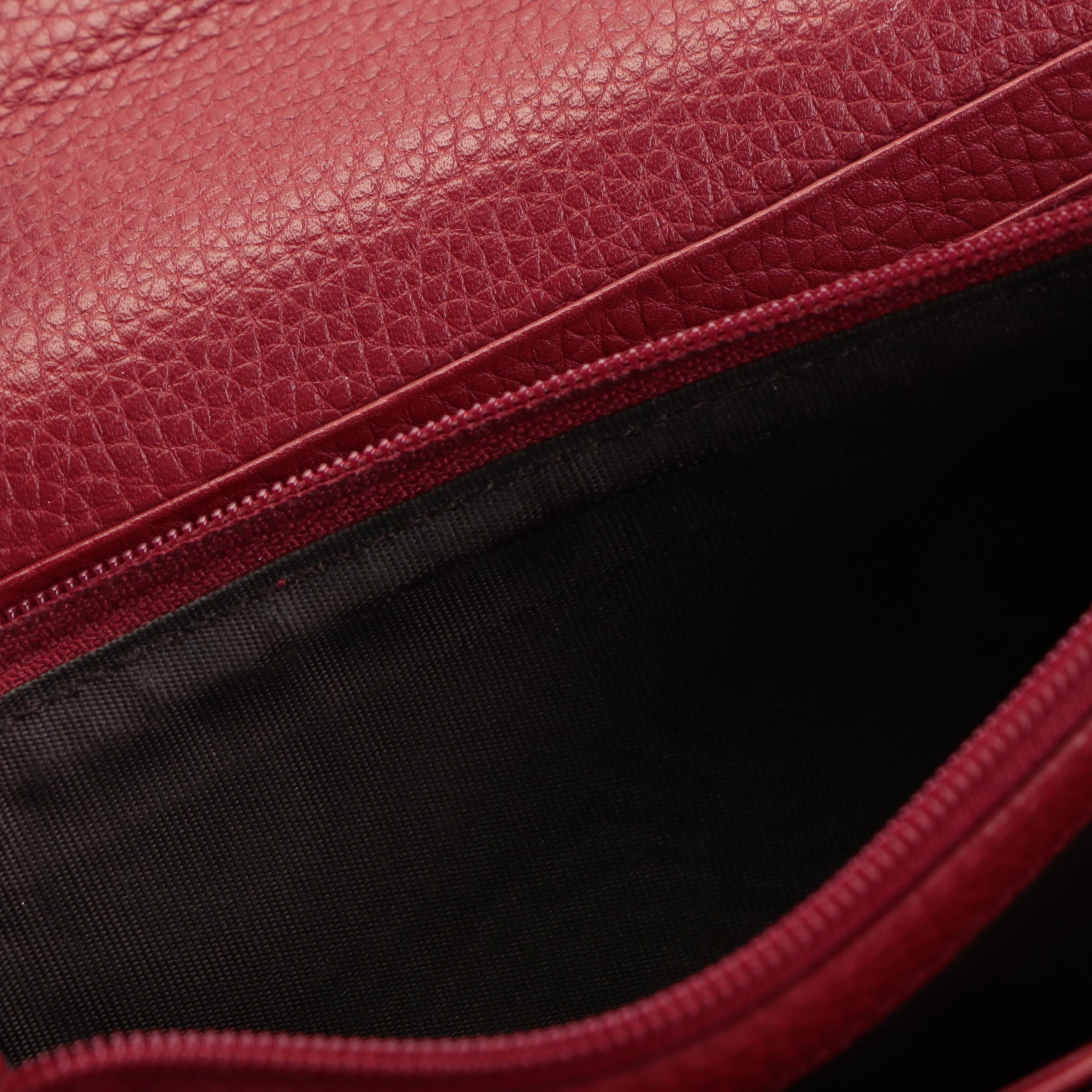 Gucci Animalier Front-Flap Continental Wallet in Red Grained Leather