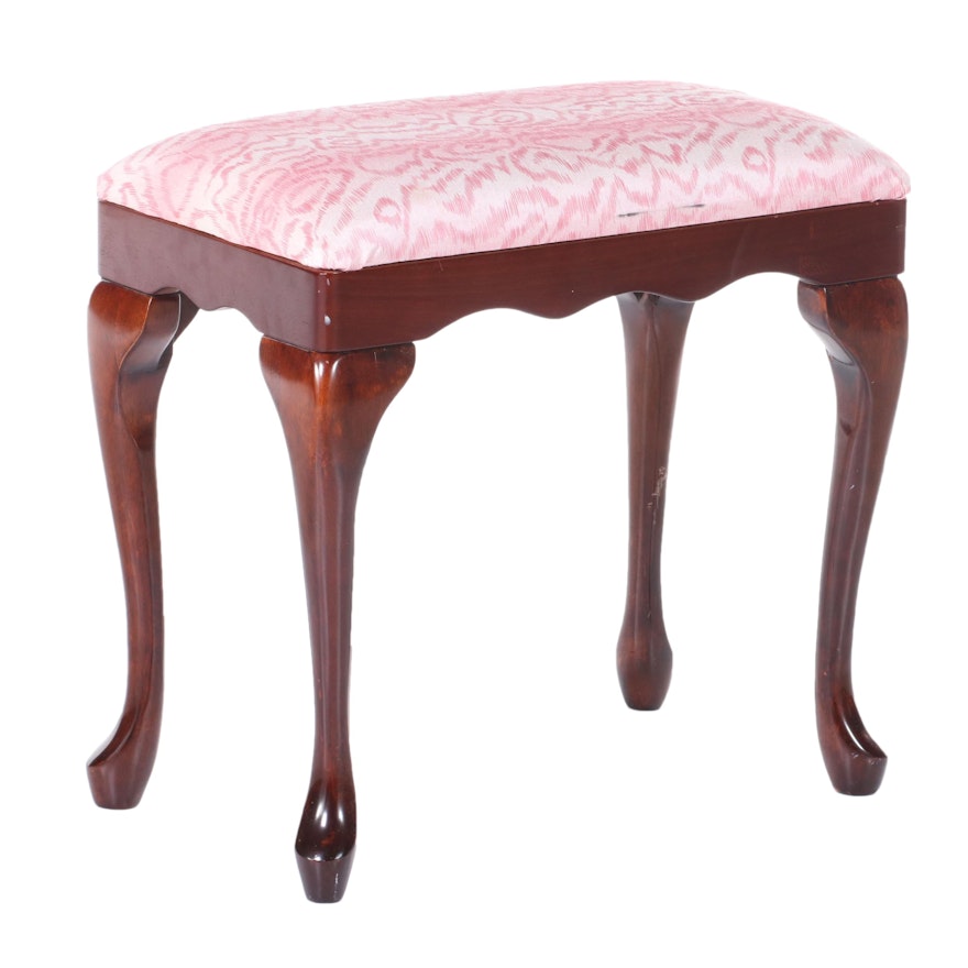 The Bombay Company Queen Anne Style Mahogany-Stained Stool, Late 20th Century