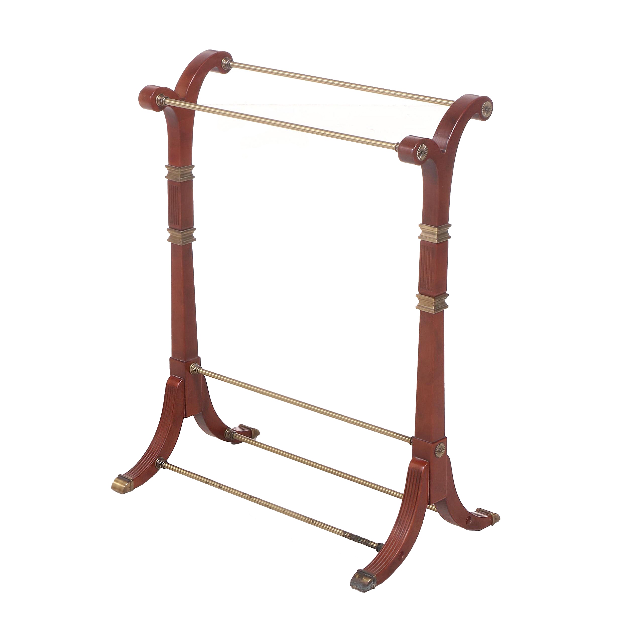 The Bombay Company Neoclassical Style Mahogany-Stained and Brass Quilt Rack
