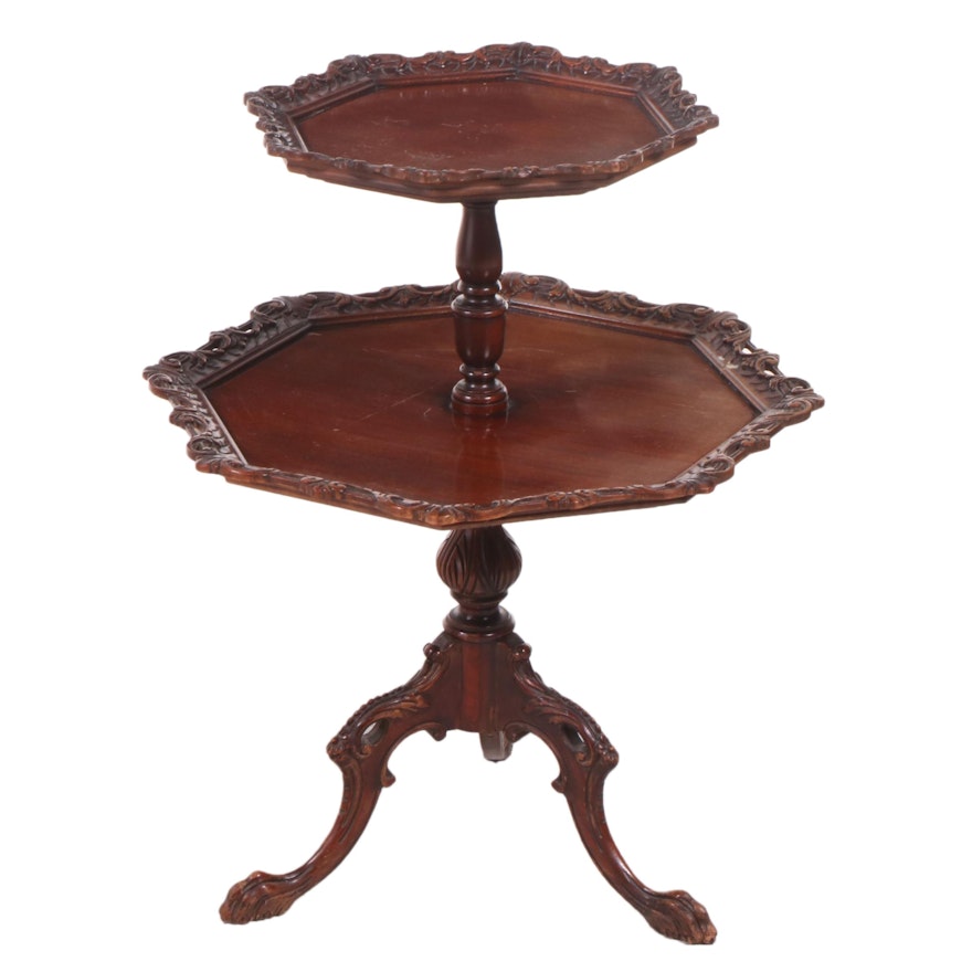 George III Style Mahogany Two-Tier Dumbwaiter, 20th Century