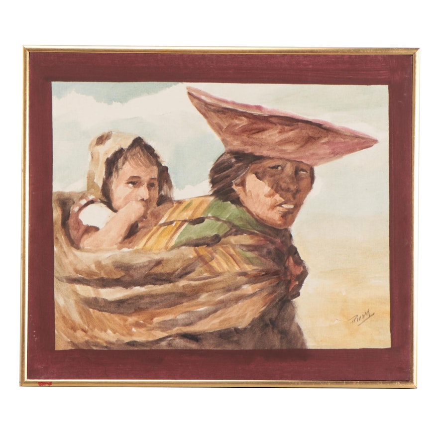 Oil Painting of Figure and Child