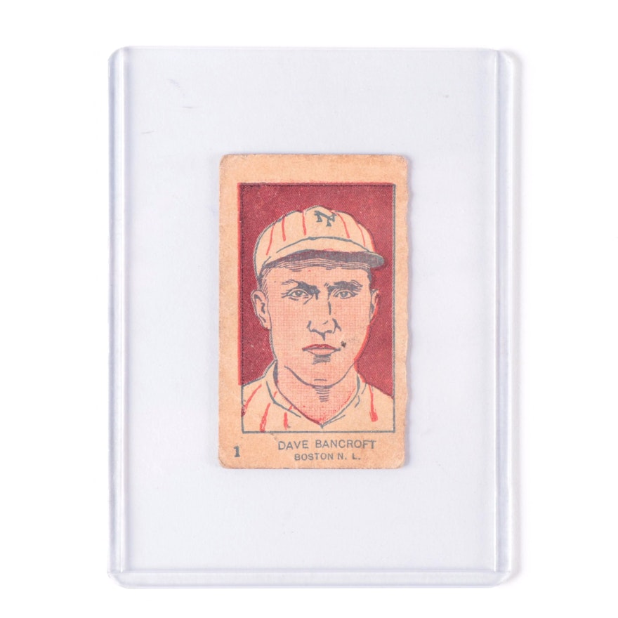 1926 W512 Dave Bancroft #1 Boston N.L. Hand Cut Baseball Strip Card