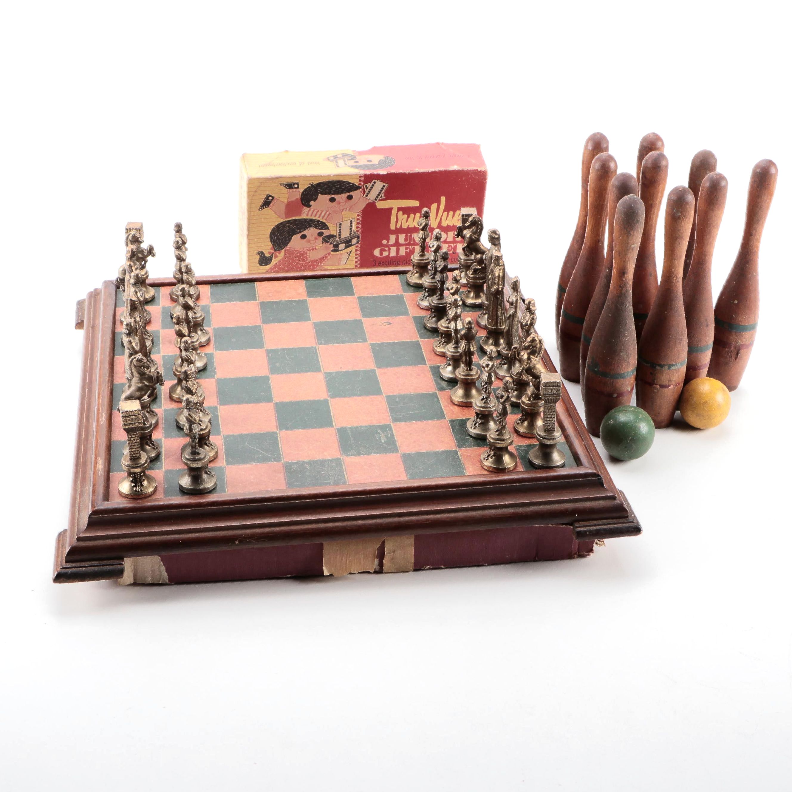 Tru-Vue Junior Gift Set with Renaissance Style Chess Set and Bowling Pins