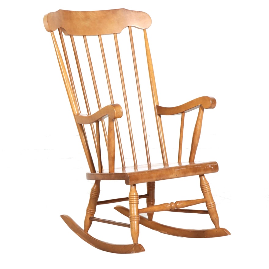 Lock 1776 Maple Windsor Rocking Armchair, Late 20th Century