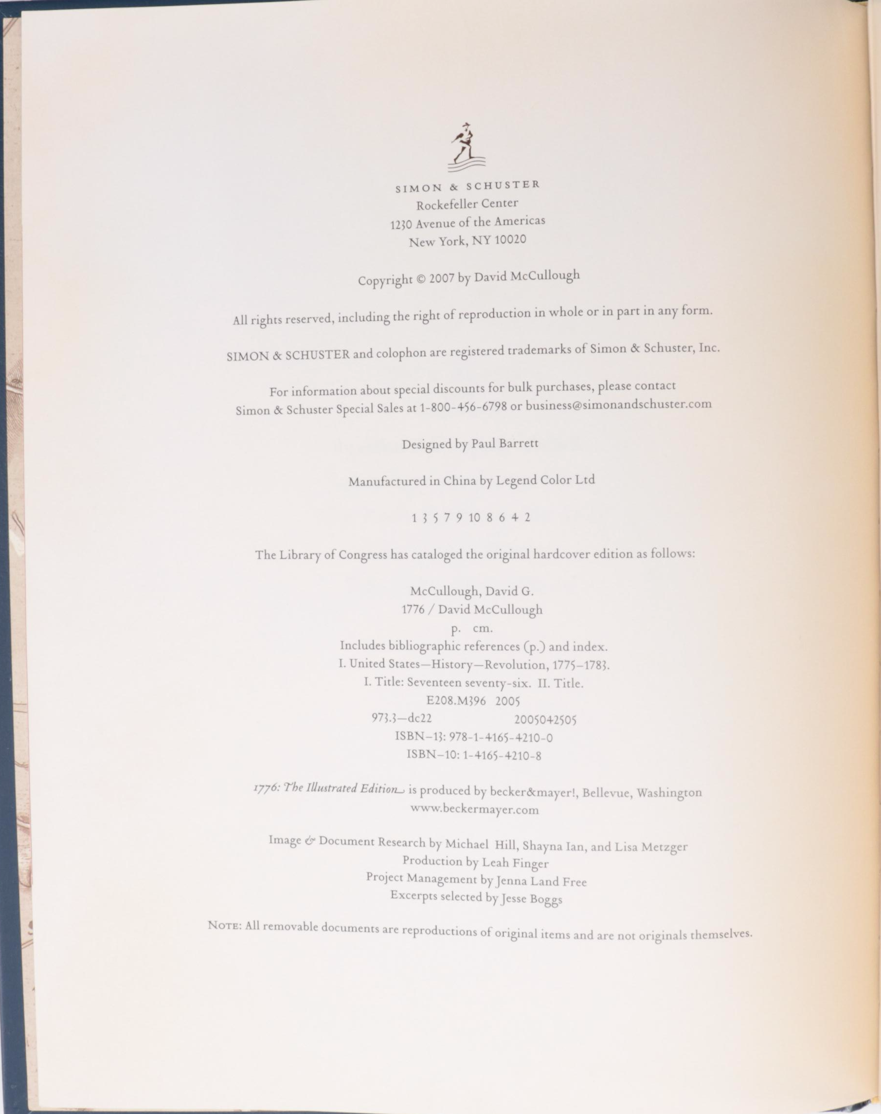 First Illustrated Edition "1776" by David McCullough, 2007