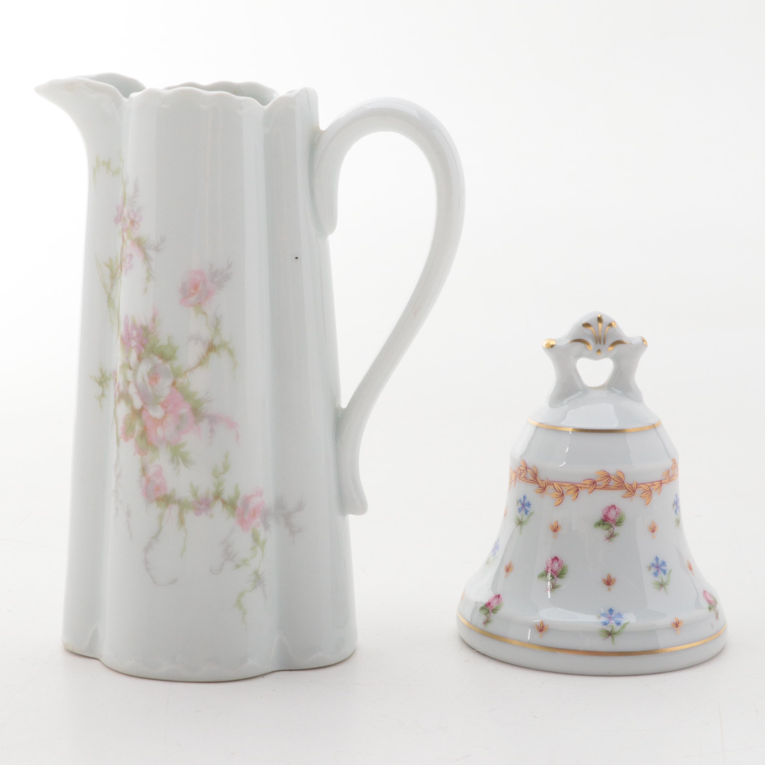 Haviland Limoges Porcelain Pitcher and Bell with Other Trinket Boxes