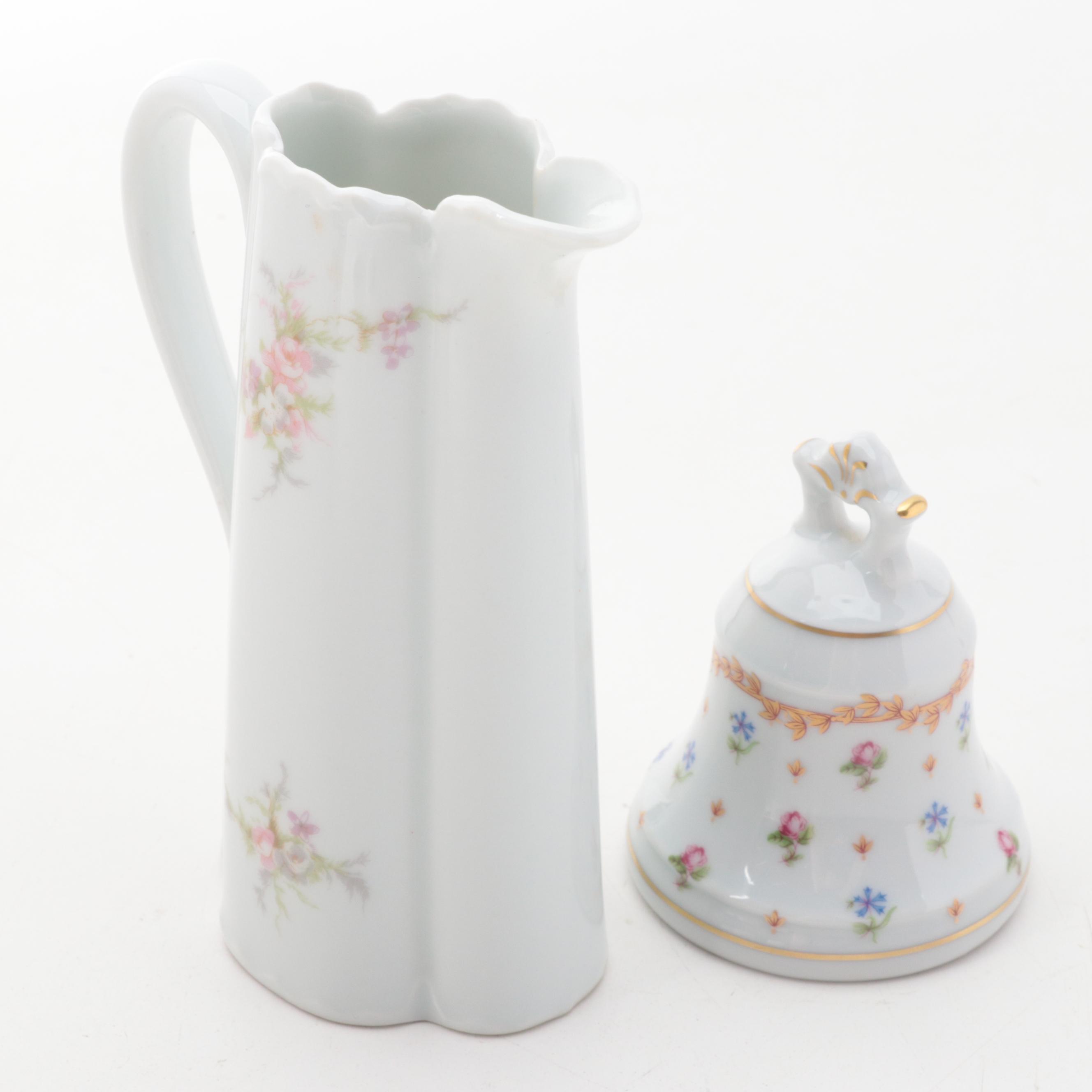 Haviland Limoges Porcelain Pitcher and Bell with Other Trinket Boxes