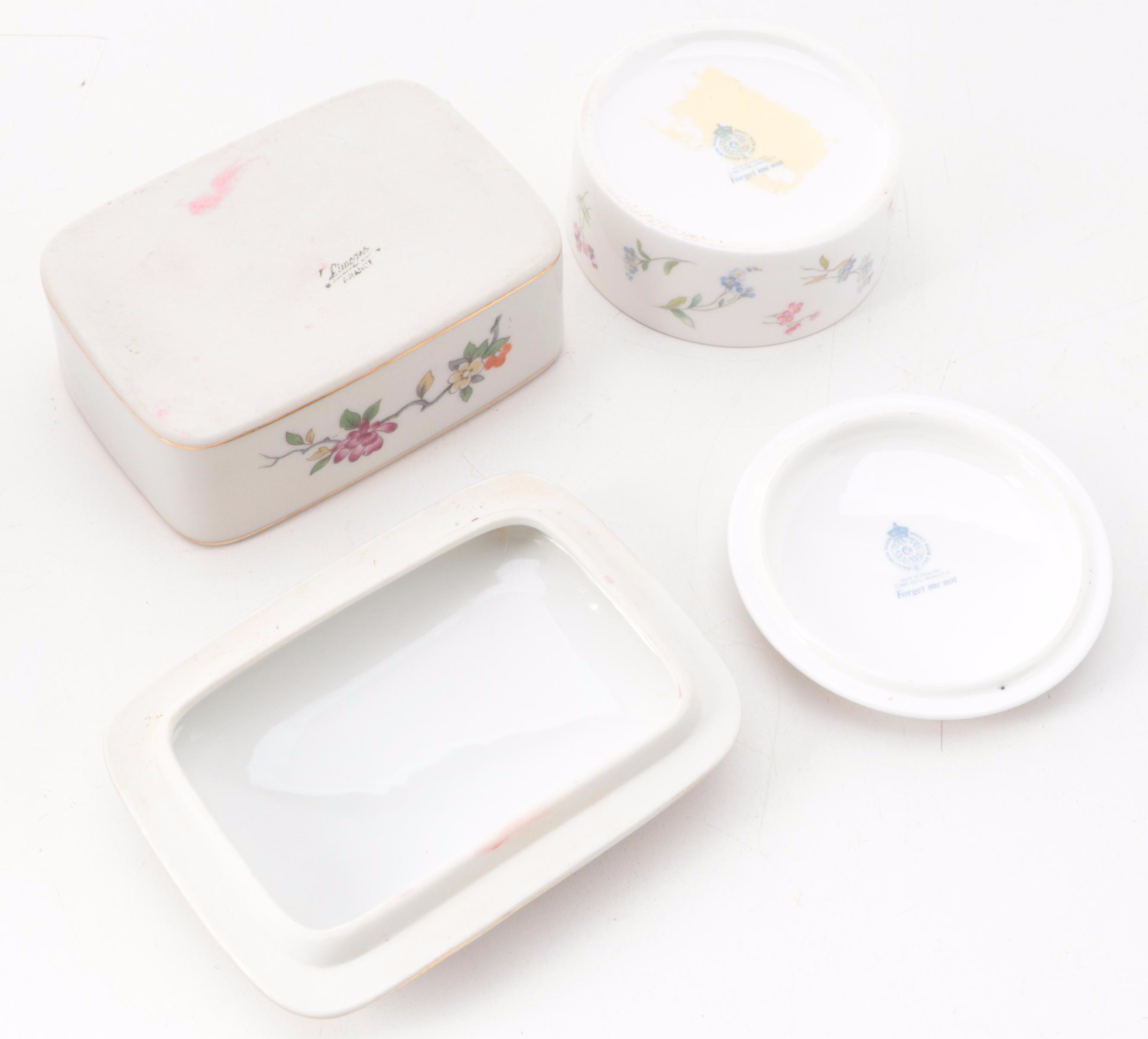 Haviland Limoges Porcelain Pitcher and Bell with Other Trinket Boxes