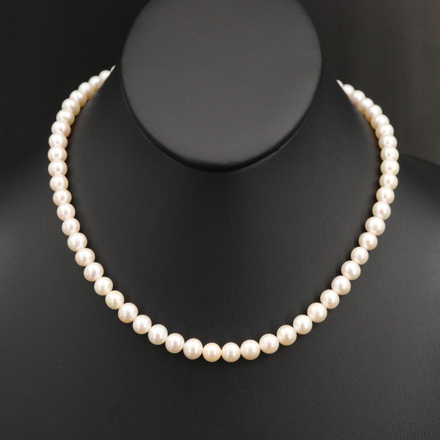 Semi-Baroque Pearl Necklace with 14K Clasp