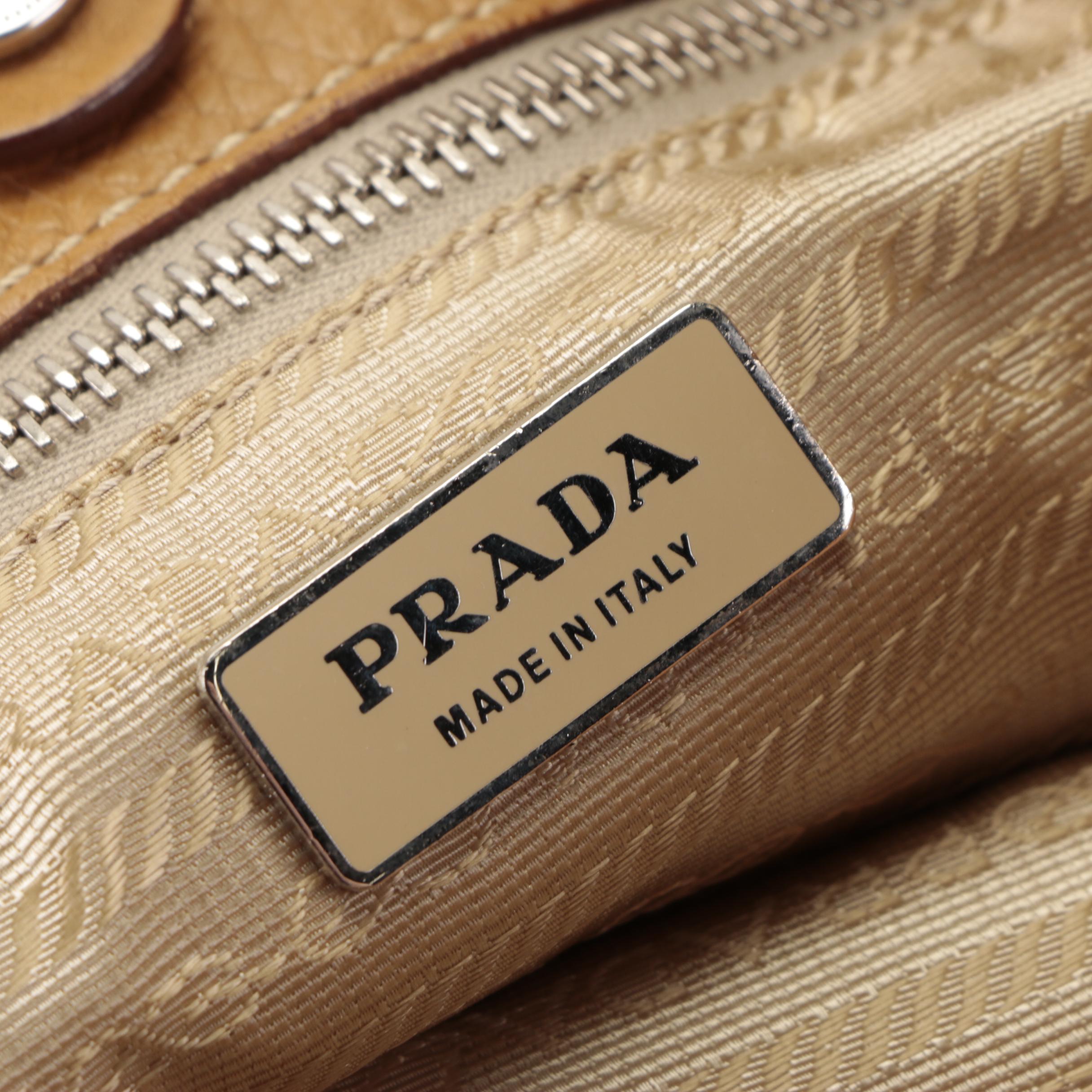 Prada Medium Hobo Shoulder Bag in Tan Deerskin Leather