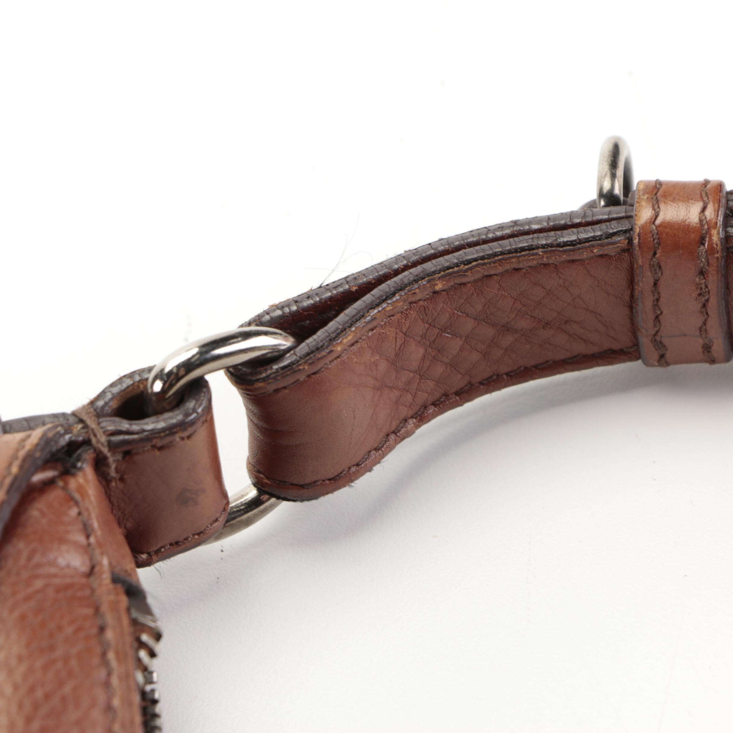 Prada Small Zip Shoulder Bag in Dark Brown Calfskin Leather