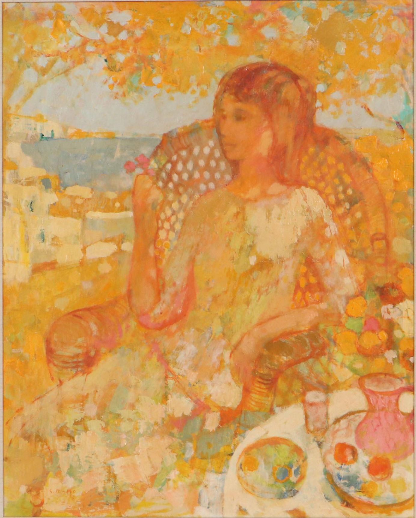 Germano Russo Modernist Oil Painting "Woman"