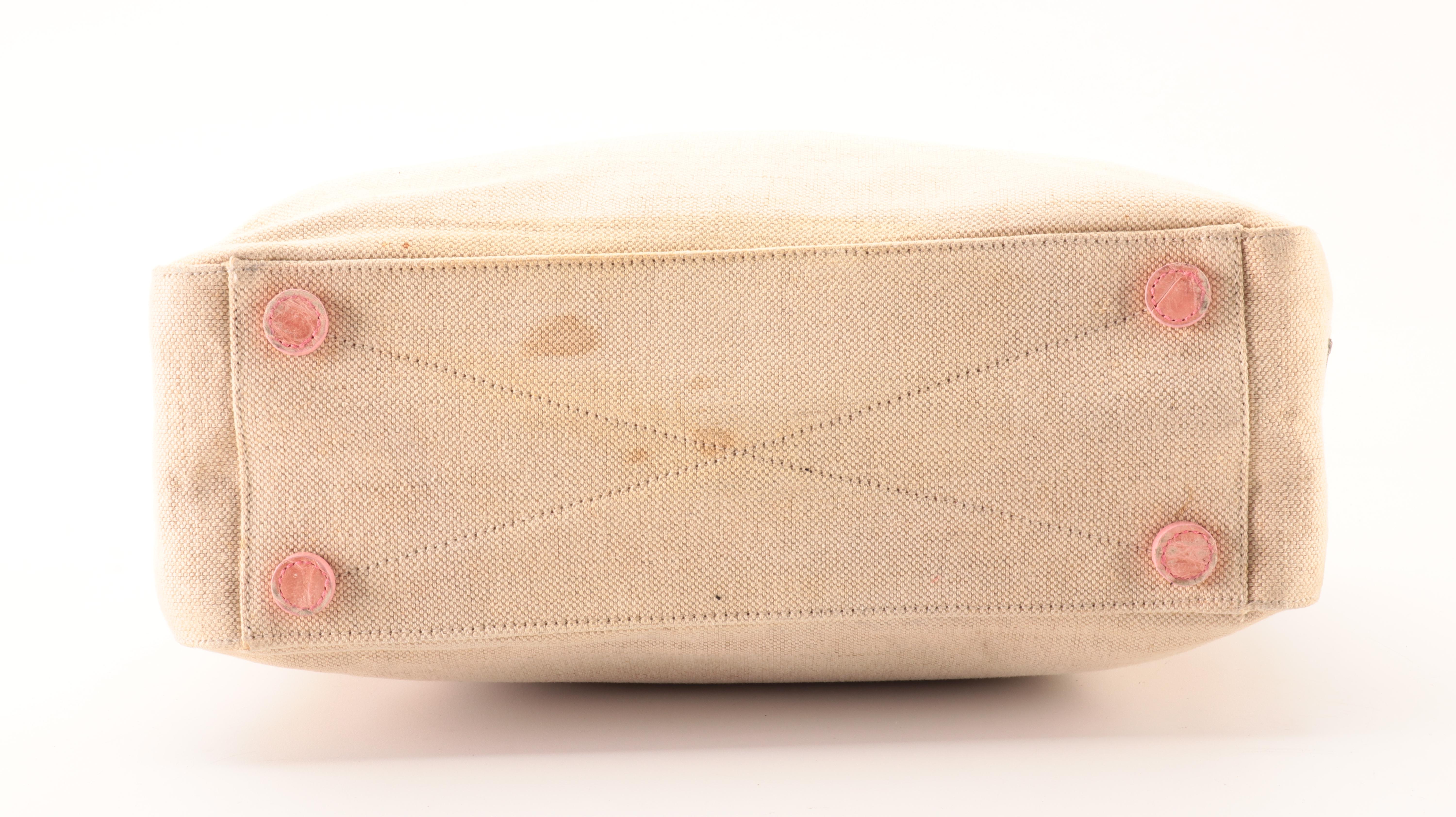 Prada Tote Bag in Linen and Embossed Leather