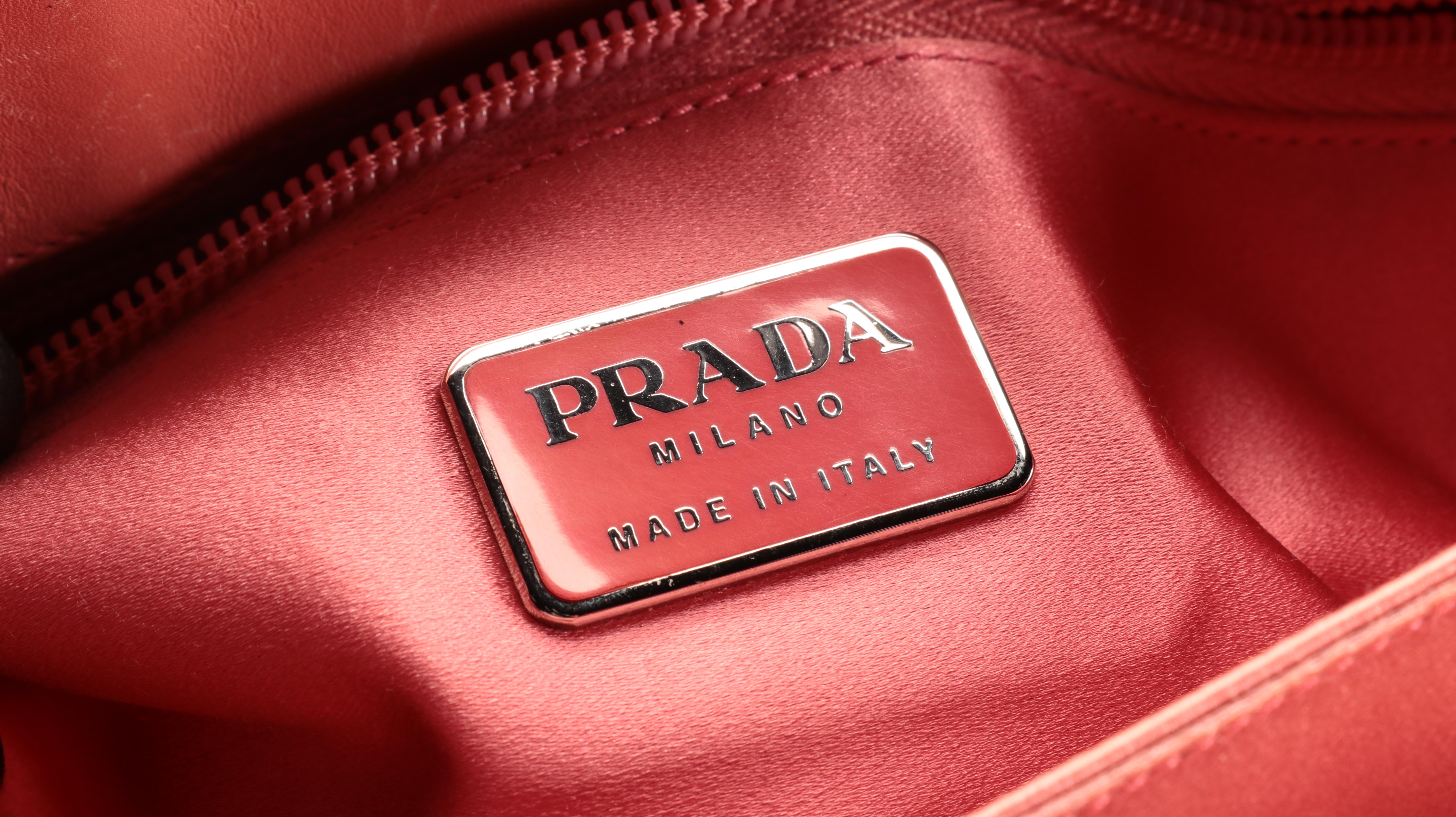 Prada Tote Bag in Linen and Embossed Leather