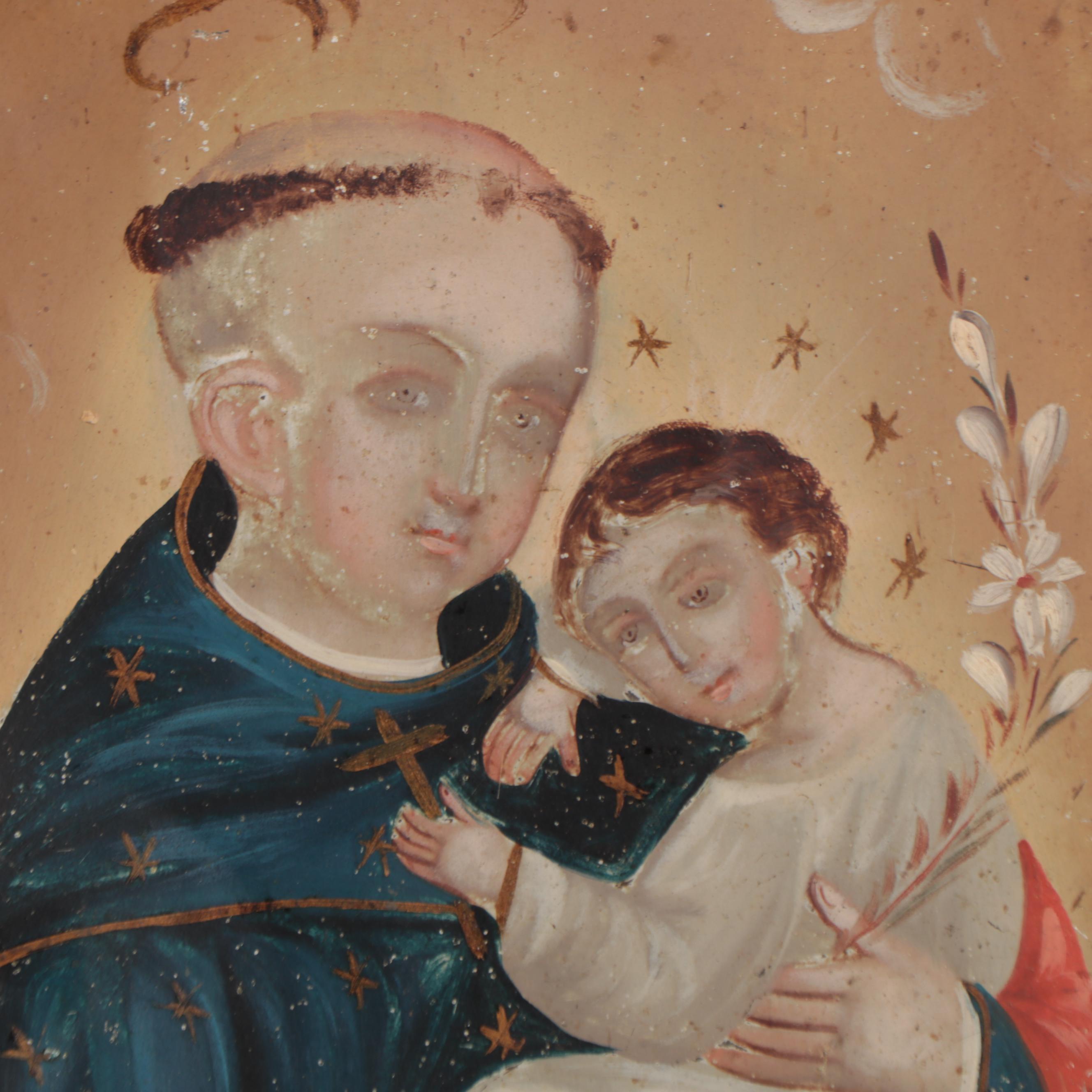 Mexican Retablo Painting of Saint Anthony of Padua
