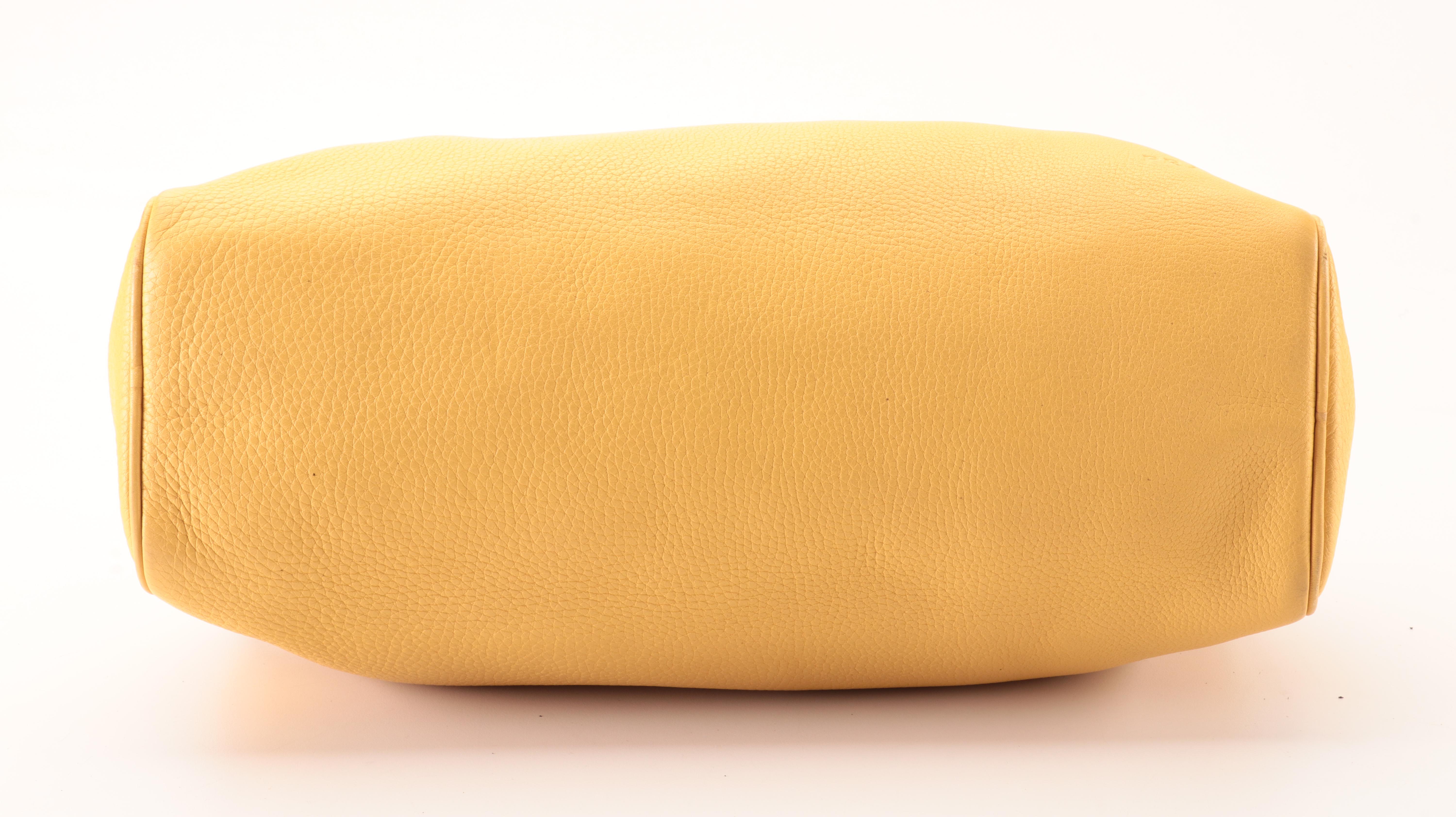 Prada Medium Bauletto Shoulder Bag in Pale Yellow Deerskin Leather