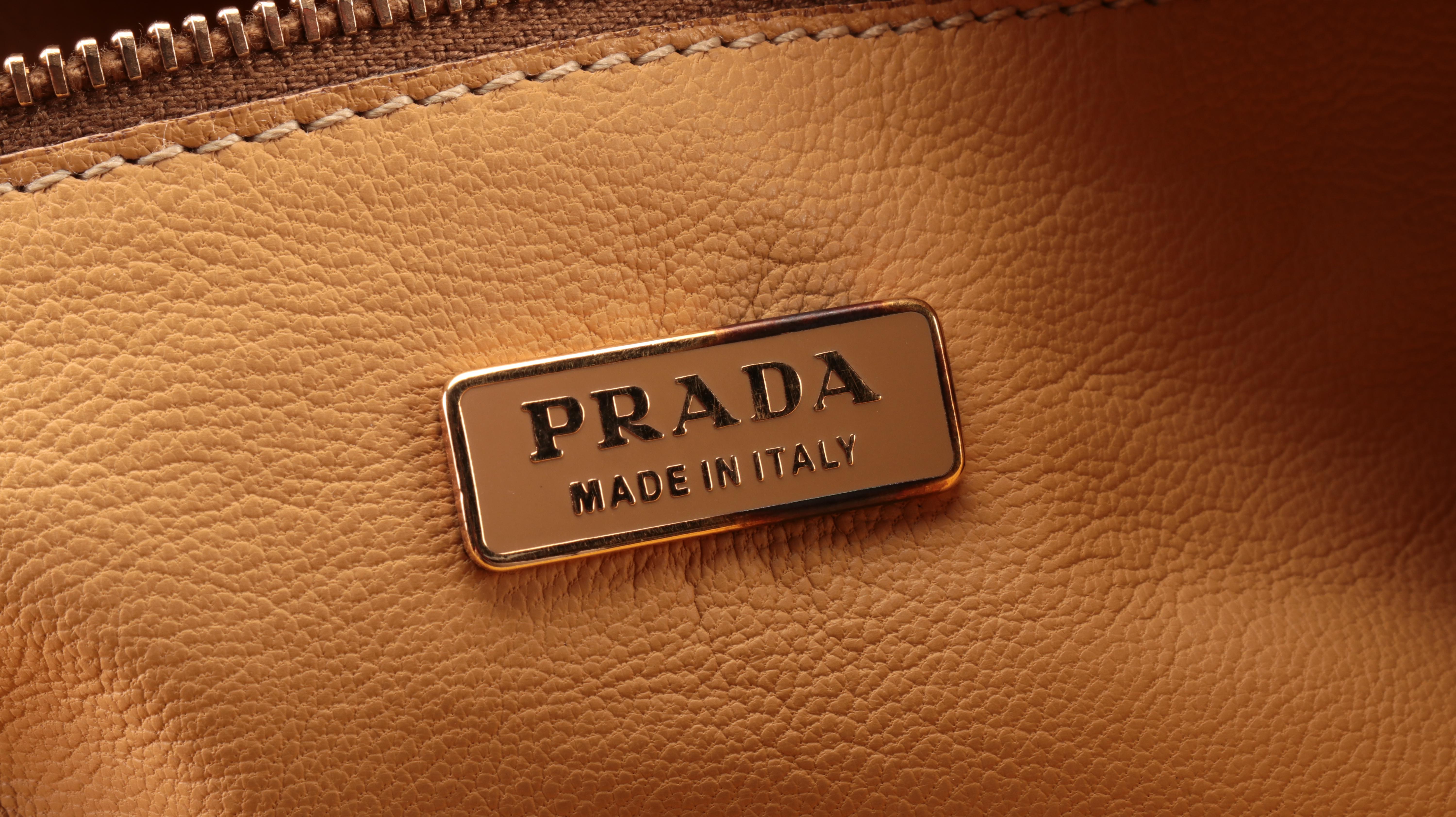 Prada Medium Bauletto Shoulder Bag in Pale Yellow Deerskin Leather