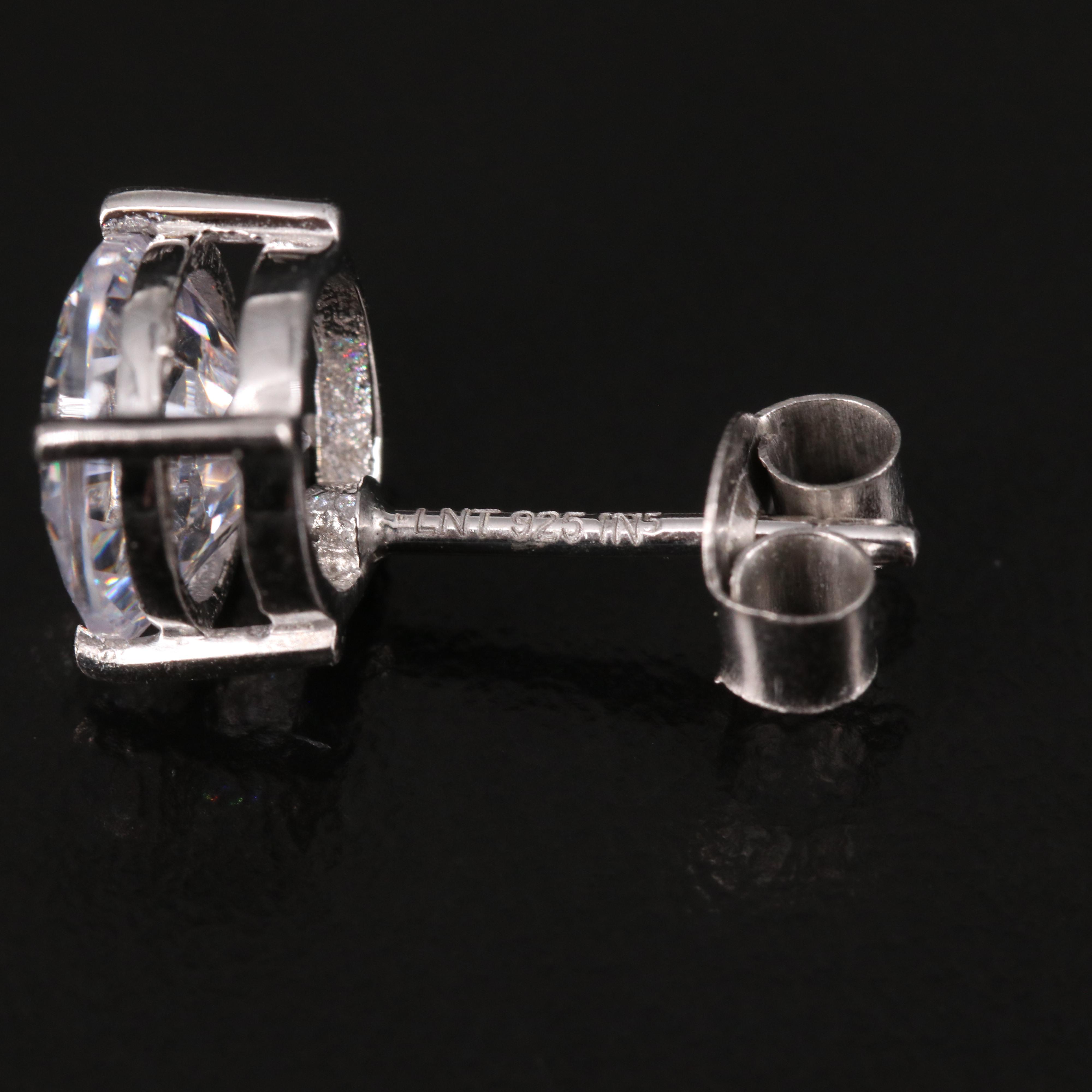 Sterling Silver Cubic Zirconia Stud Earring Trio